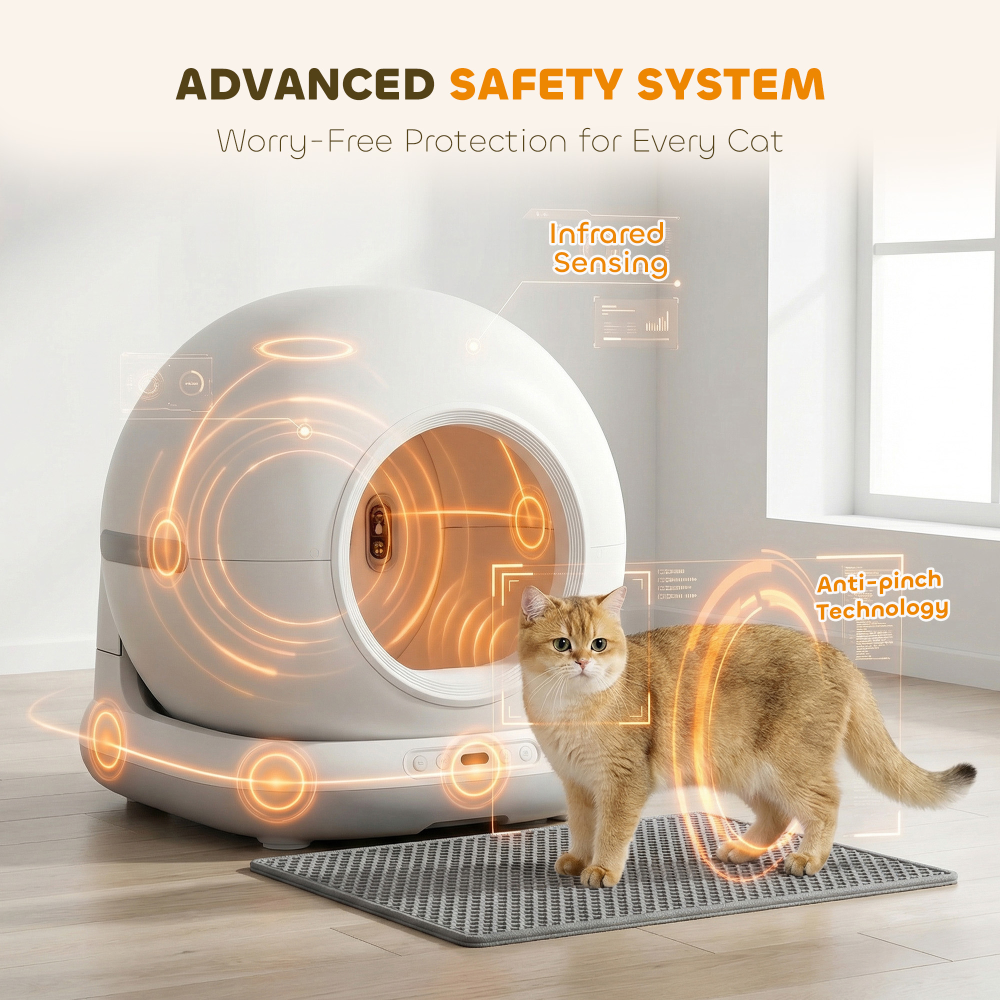 selbstreinigende Katzentoilette, XL 72L Katzenklo Selbstreinigend mit HD-Kamera, App-Steuerung Müllbeutel, für 1-12 kg