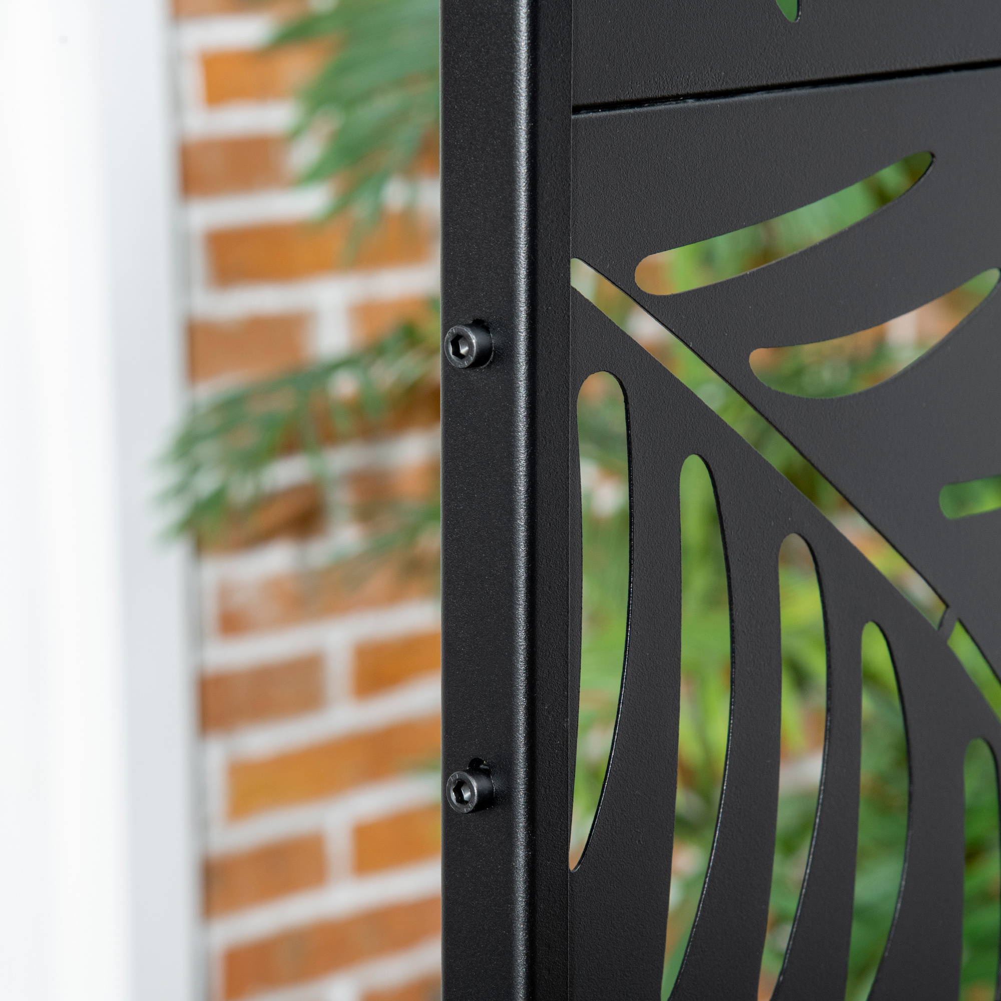 Sichtschutzwand, wetterbeständig, Stahl, 122 cm x 45 cm x 198 cm, Schwarz