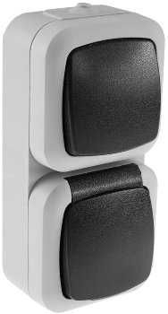 Feuchtraum Kombi-Schalter/Steckdose,IP44 / 250V~/ 10/16A, grau, AP vertikal