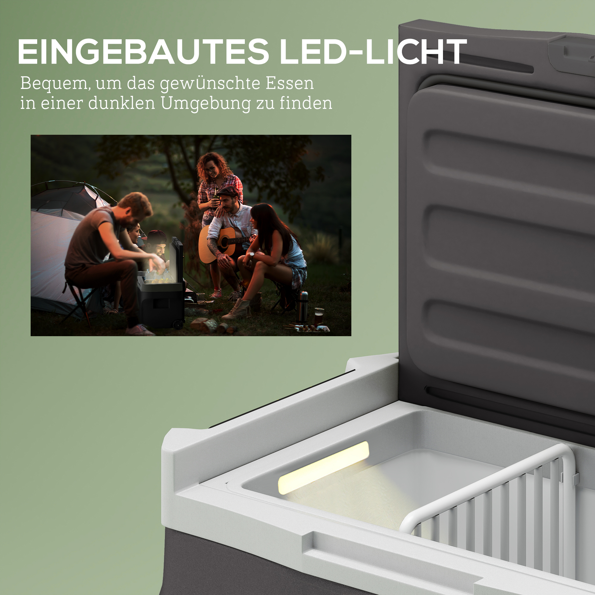 30 Liter Kompressor Kühlbox elektrische Kühlbox mit LED ECO Modus Anschluss Kühlhaltefunktion Schwarz