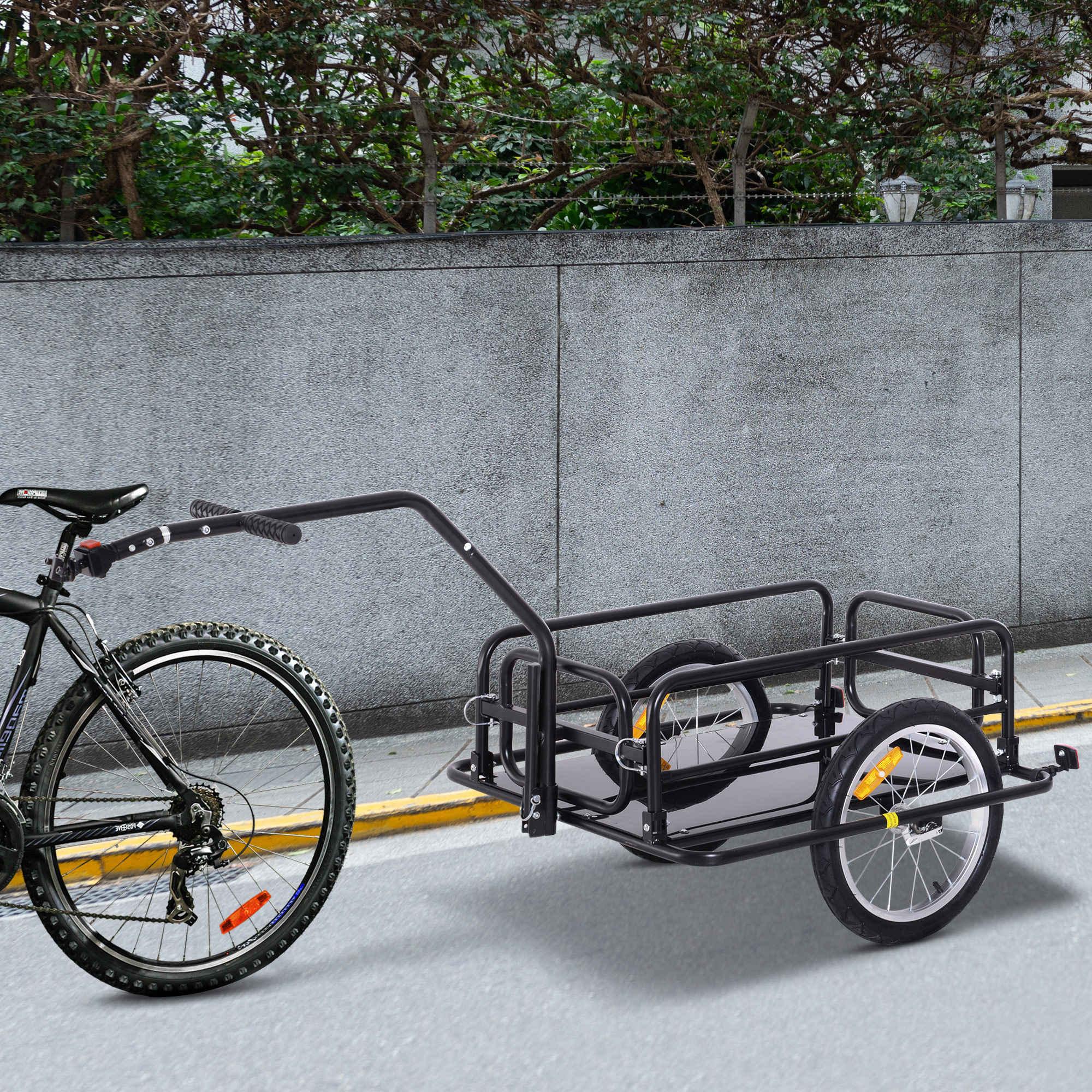 Fahrradanhänger, klappbar, Lastenanhänger mit Kupplung, Kuppler & Reflektoren Transportwagen bis 40 kg belastbar, Transportanhänger Anhänger für Camping, Einkaufen, Umzug 155 x 71,5 x 77 cm