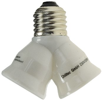 E27-Fassung "Duo", Y-Adapter, Kunststoff / auf 2x E27-Schraubfassungen