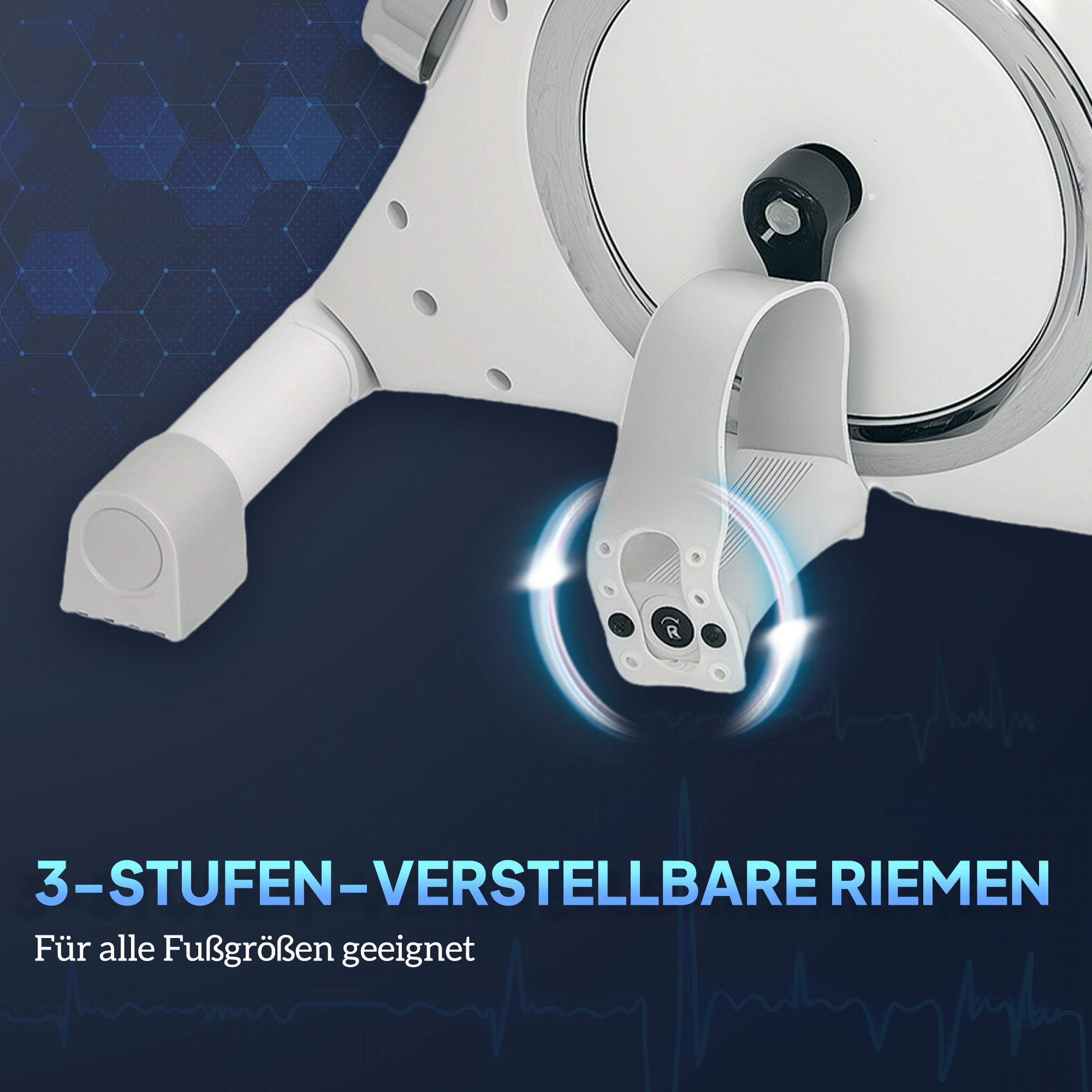 Mini-Heimtrainer, Unter-dem-Schreibtisch-Fußpedale, Arm- und Beinübungen, 8 Widerstandsstufen, Stahl, Weiß