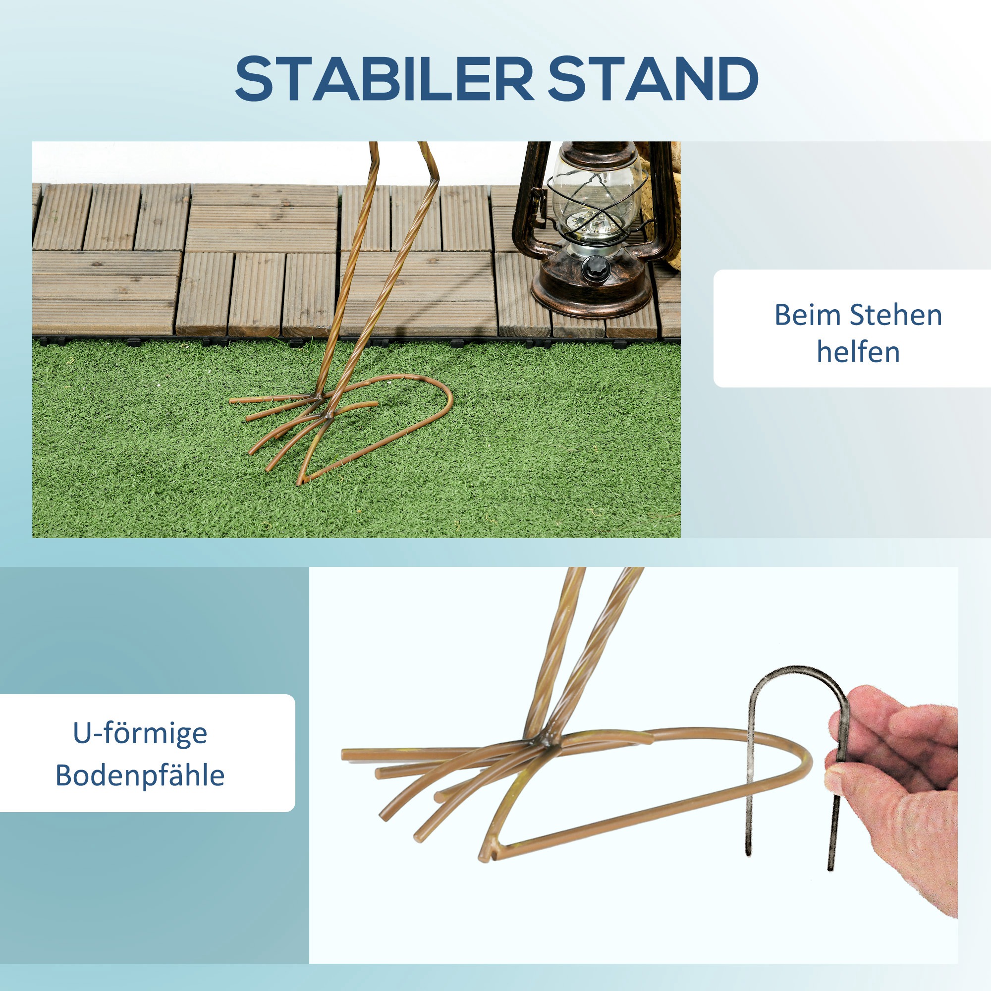 Gartenfigur Kraniche, 2-er Set, rostfrei, wetterfest, farbbeständig, Stahl, 26 x 15 x 74 cm, Blau/Weiß/Grau