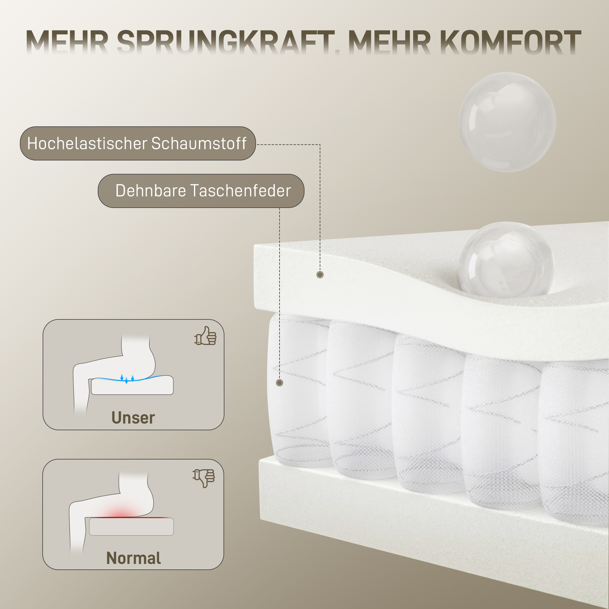 Bürostuhl mit verstellbarer Kopfstütze, ergonomischer Schreibtischstuhl, Kippfunktion, höhenverstellbar, Grauweiß