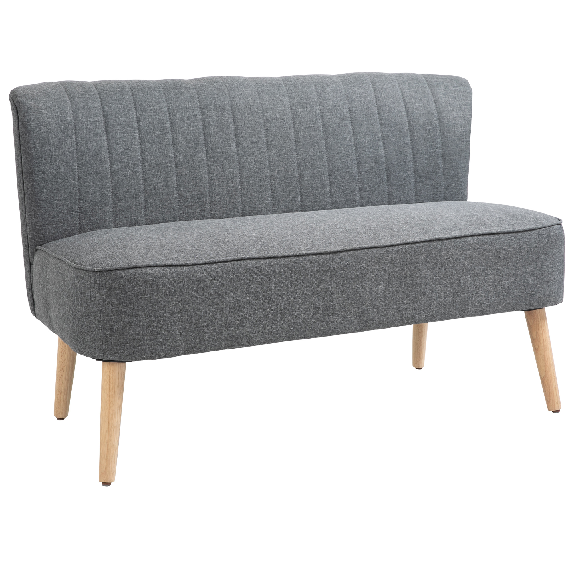 2-Sitzer Sofa, weiche Polsterung, pflegeleichter Bezug, bis 150 kg, 117 x 56,5 x 77 cm, Hellgrau