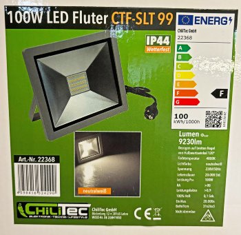 LED-Fluter SlimLine "CTF-SLT 99" silber, 100W, 9230lm, 4000K, neutralweiß, IP44