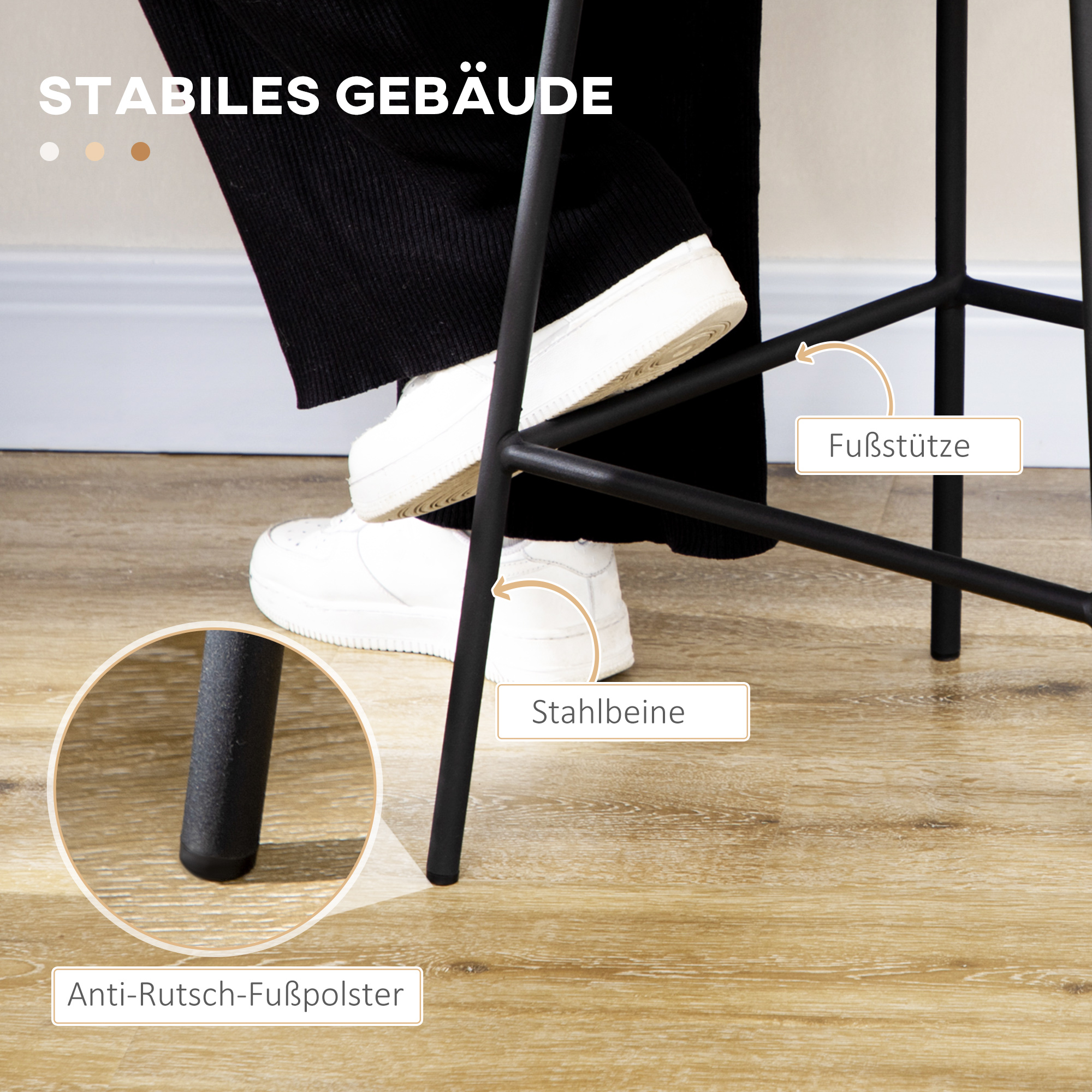 2er Set Barhocker mit Lehne Barstühle im Boho-Design, PE-Rattan, inkl, Fußtstütze, 42,5 cm x 52 cm x 102 cm, Gelb + Schwarz
