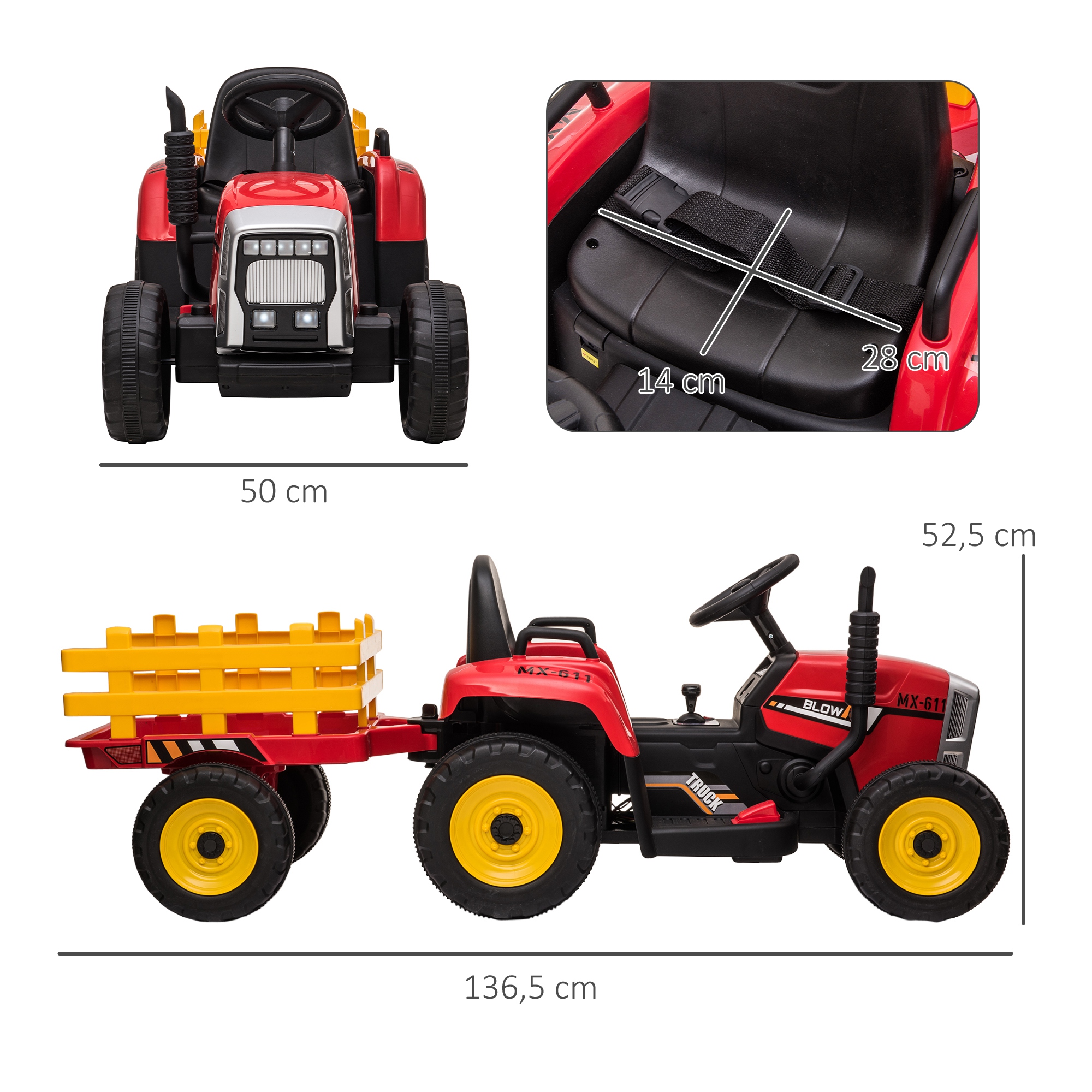 Kinderfahrzeug Kinder-Traktor, rot & schwarz