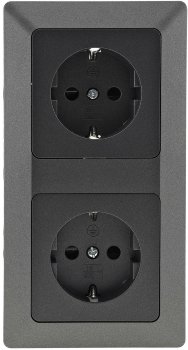 MILOS Set 2 Steckdosen + 2-fach Rahmen, 250V~/ 16A, Steckanschluss, Anthrazit