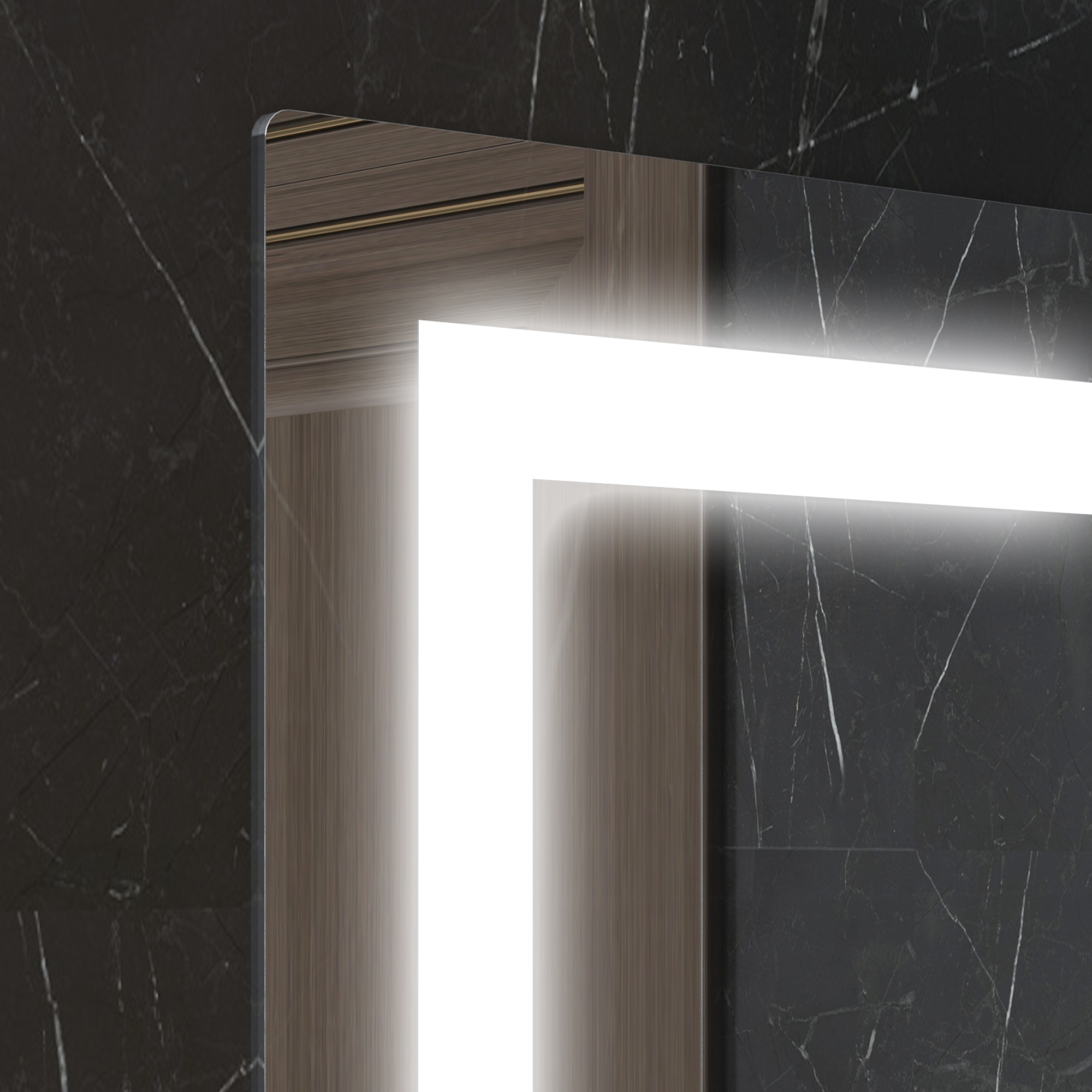 LED-Badspiegel, dimmbar, Anti-Beschlag, Touch-Schalter, Ablage, 50 x 70 cm, Silber
