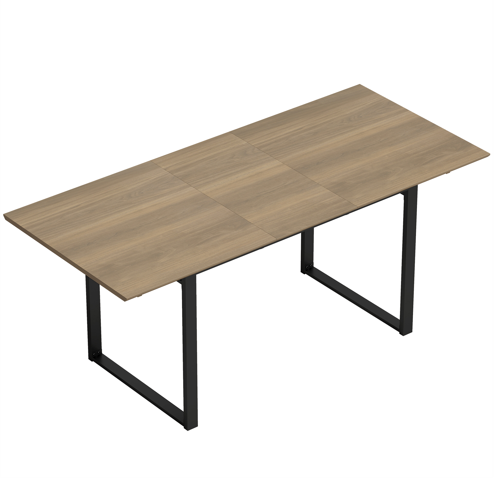 ausziehbarer Esstisch 140-180 cm für 6-8 Personen, rechteckig im Industrial-Design mit Stahlgestell, Braun