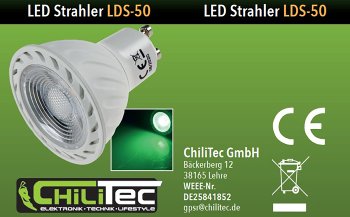 LED Strahler GU10 "LDS-50" grün / 38°, 230V/5W