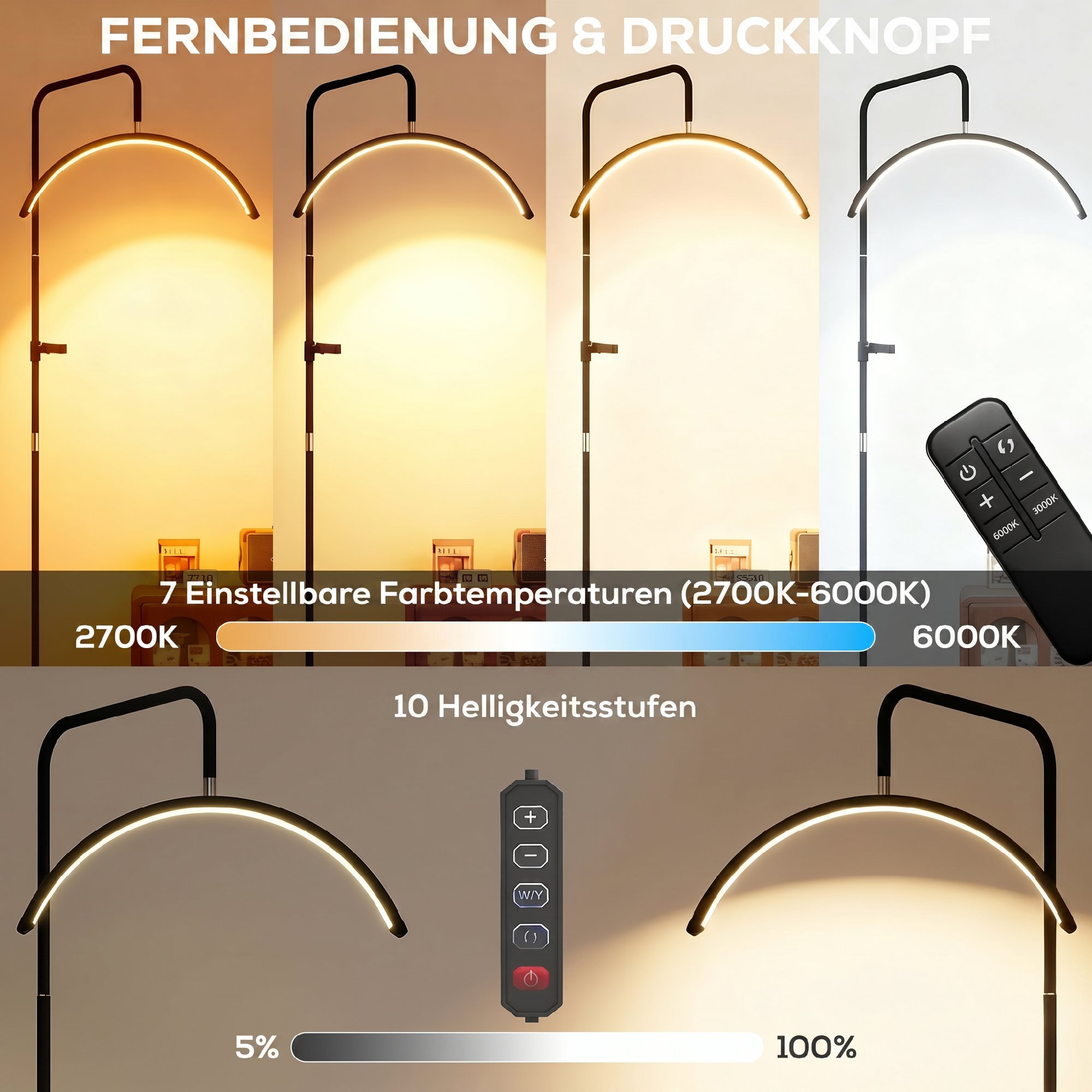 LED Halbmond Wimpern Lampe mit Telefonhalter 350° Drehbar Beauty-Ringlicht Warme Lampe mit Einstellbar Höhe
