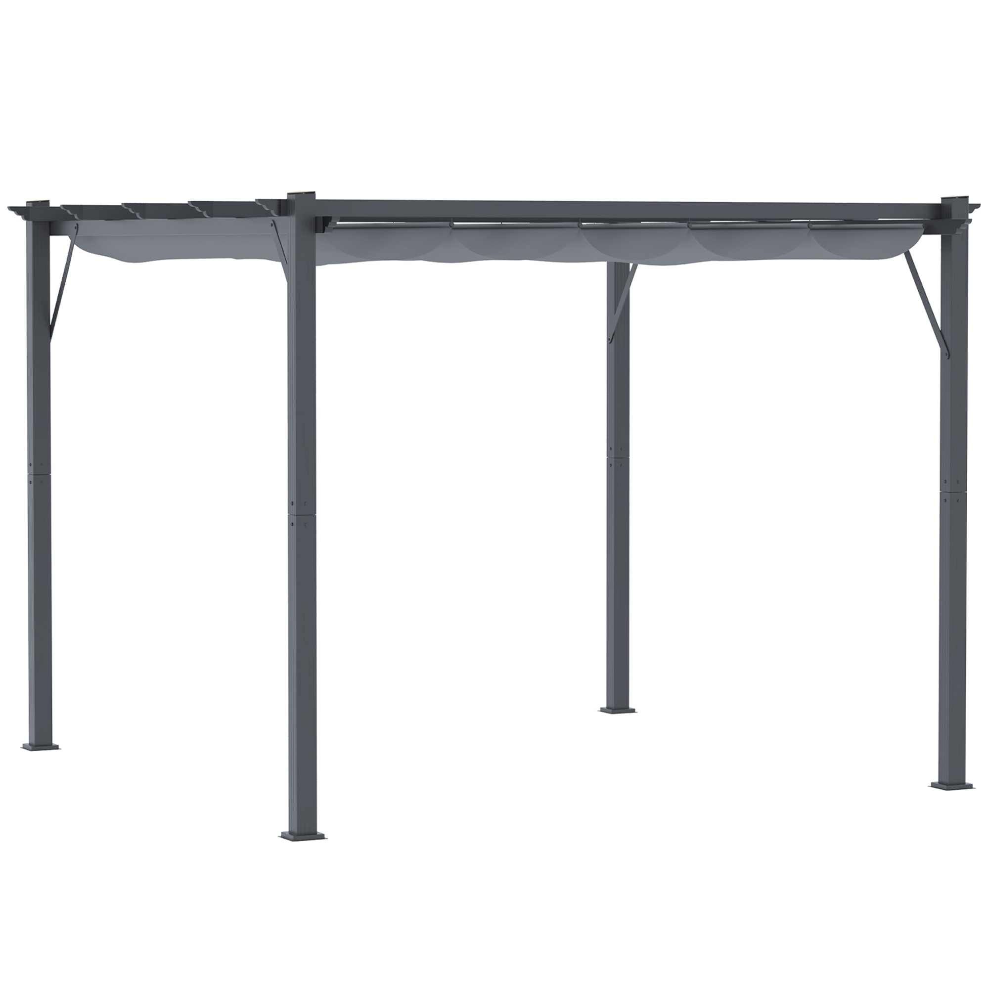 Pergola Pavillon Terrassenüberdachung mit Schiebedach Garten Alu Kohlegrau+Dunkelgrau 3x3x2,23 m