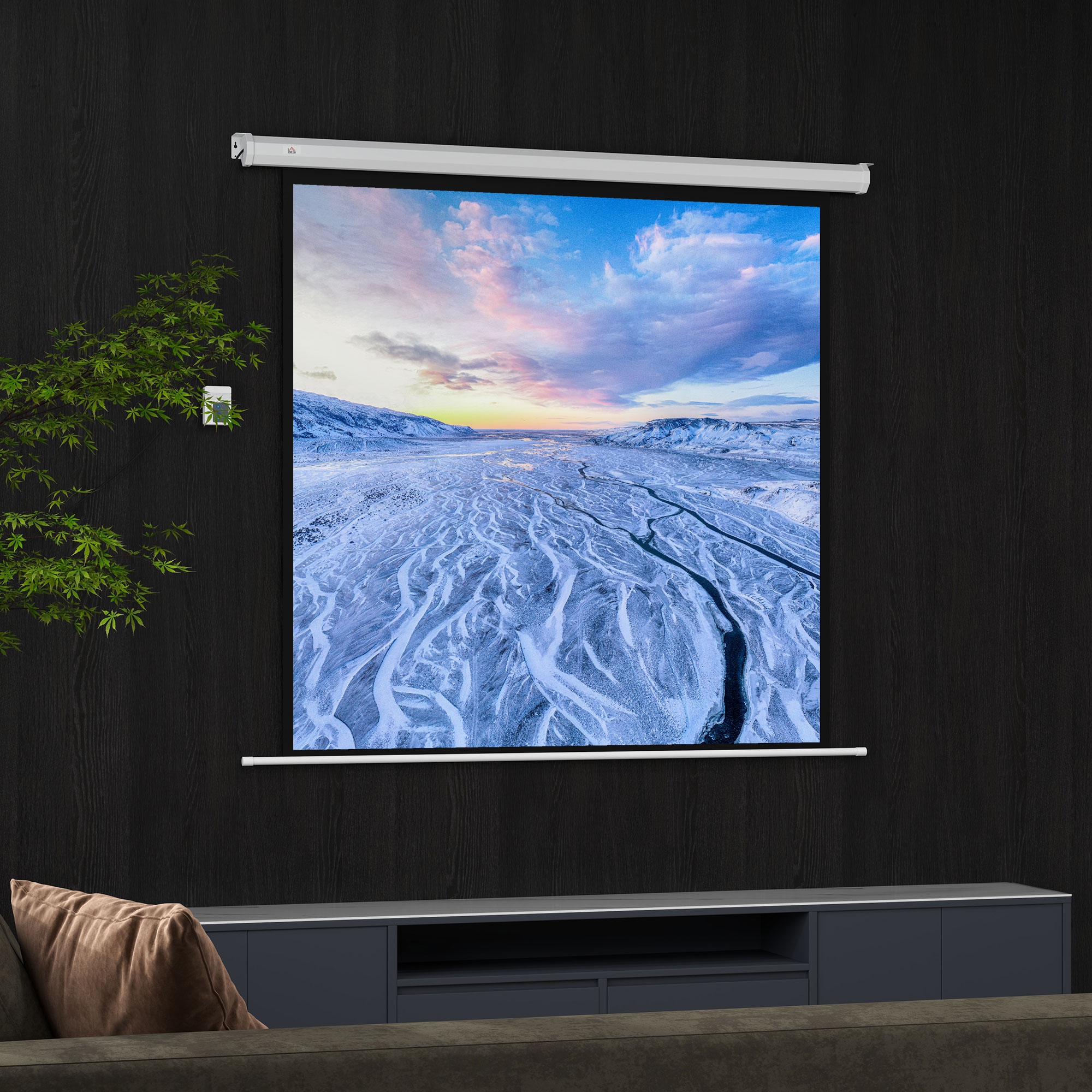 Beamer Leinwand 176,5 x 176,5 cm 85 Zoll 1:1 HD 4K Rollo-Leinwand für Heimkino für Heimkino Büro-Präsentationen