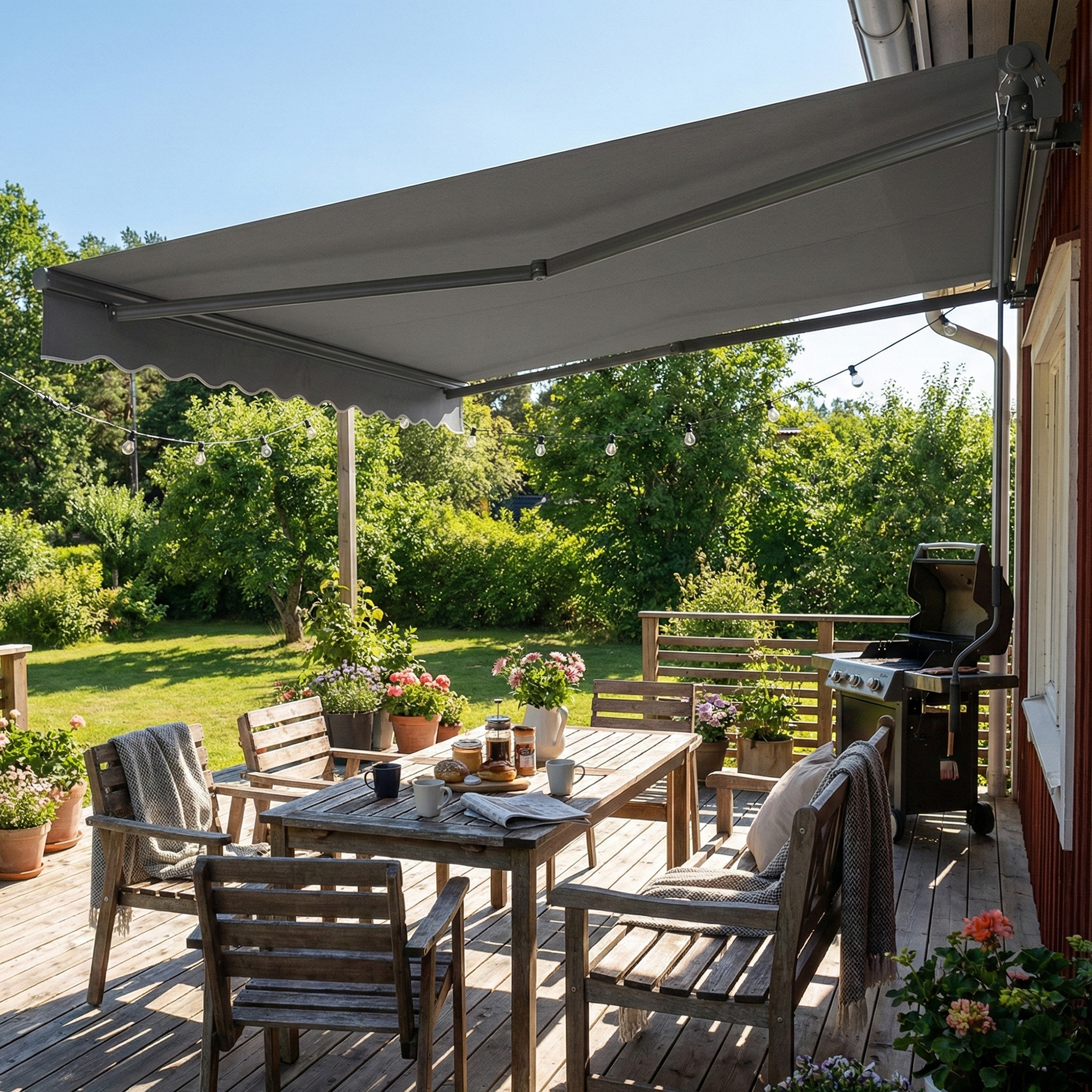 Gelenkarmmarkise Markise 350 x 300cm Gelenkmarkise inkl Kurbel & Wandhalterung, Winkel einstellbar