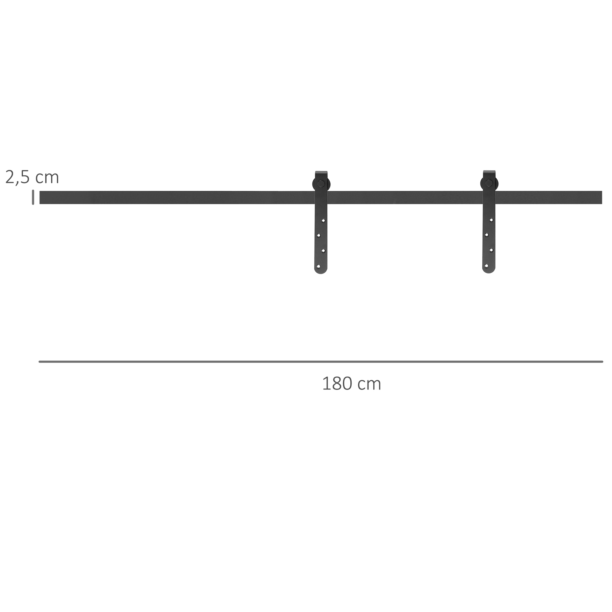 Schiebetüren-Beschlagsatz 180 cm Komplett-Set mit Schienen, Rollen, Anti-Sprung-Vorrichtungen Kohlenstoffstahl