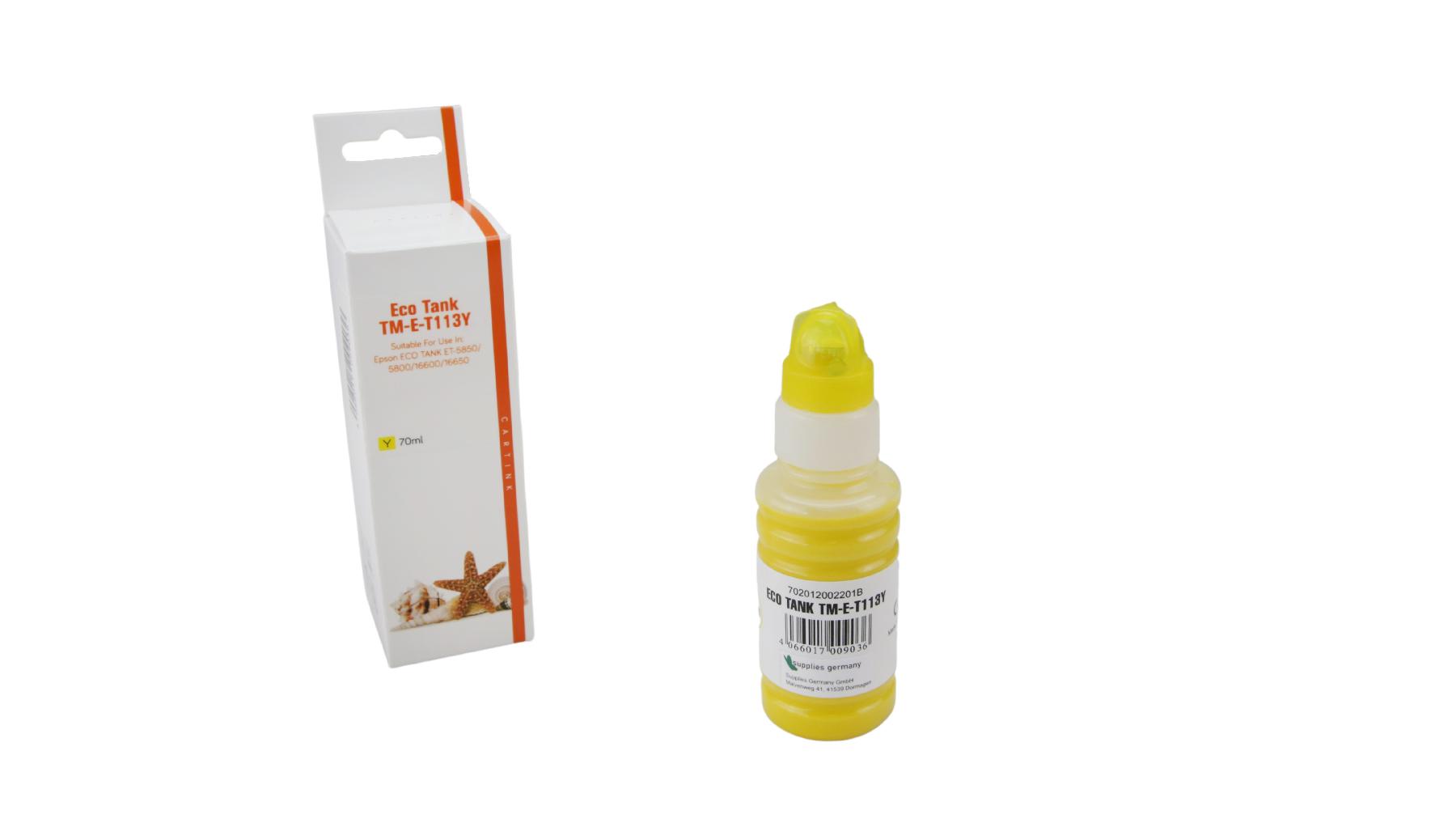 T113Y Eco Tank Nachfüllflasche yellow für Epson / C13T06B440 / 70ml