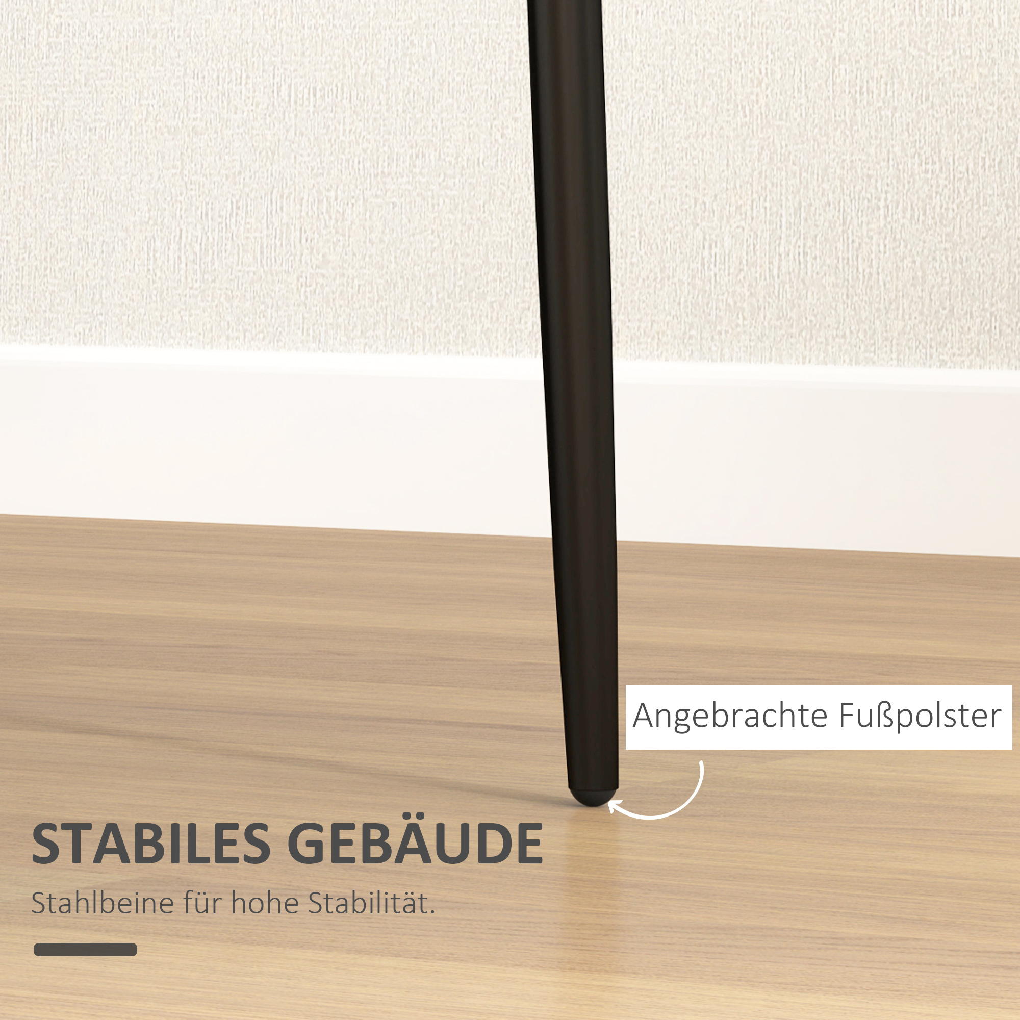 4er-Set Esszimmerstühle, armloses Design, Stoffpolsterung, Metallbeine, Schwarz