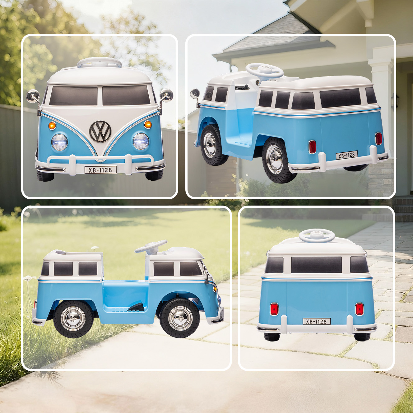 Kinderfahrzeug VW-Bus, 2 Motoren, blau