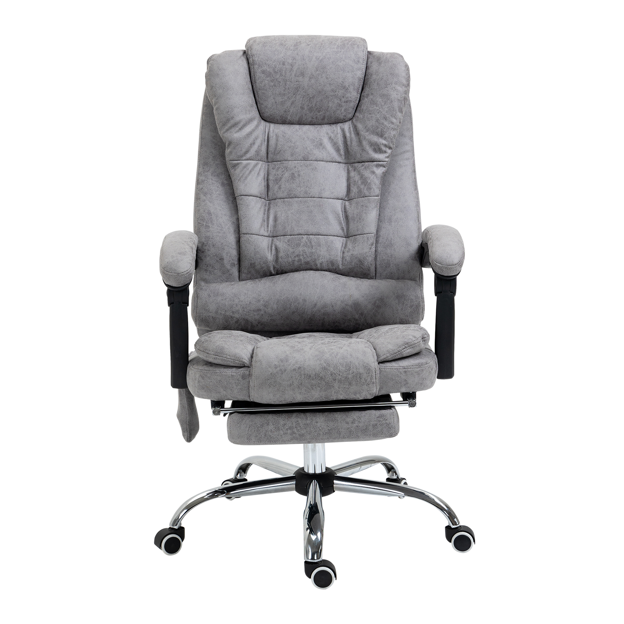 Bürostuhl mit Massagefunktion, Ergonomischer Schreibtischstuhl mit Liege- & Wärmefunktion, Fernbedienung, Grau