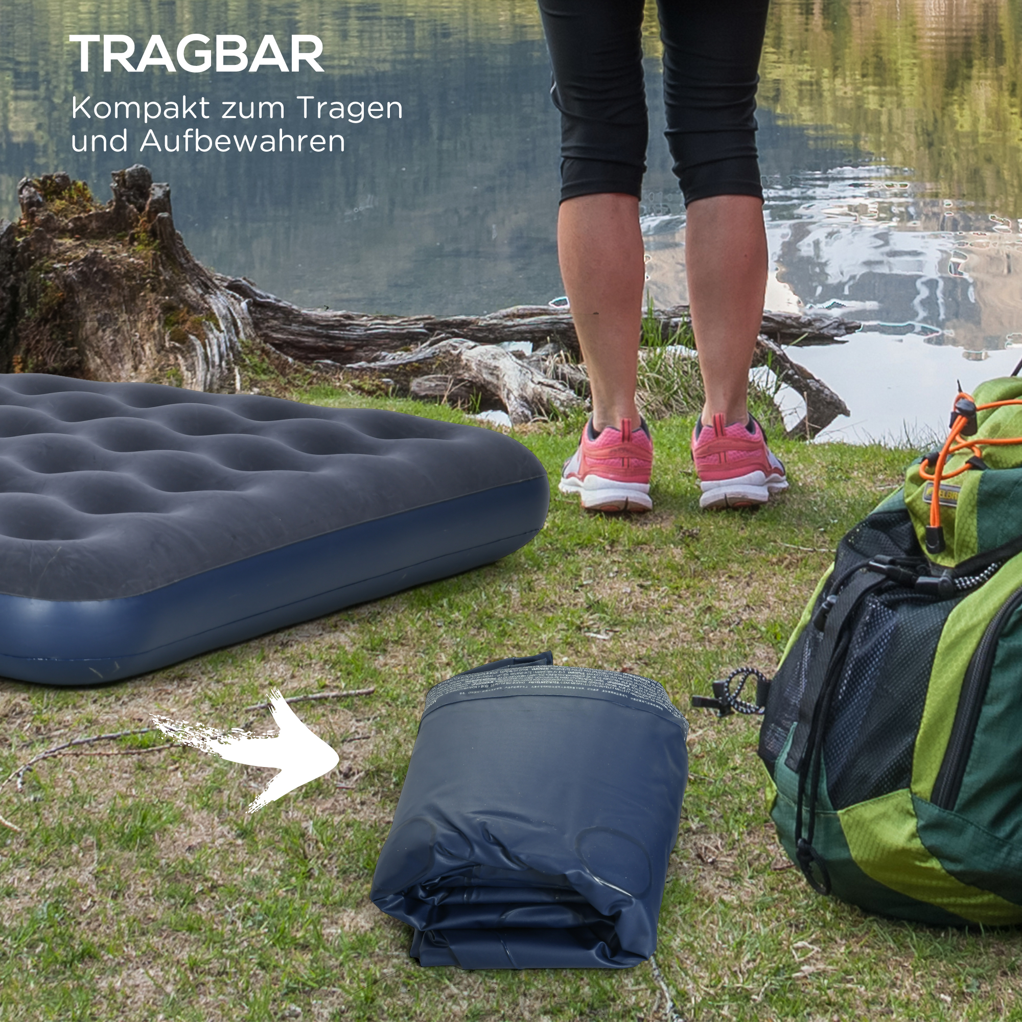 Luftmatratze für 2 Personen, weich & robust, 203x152x22cm, Dunkelblau