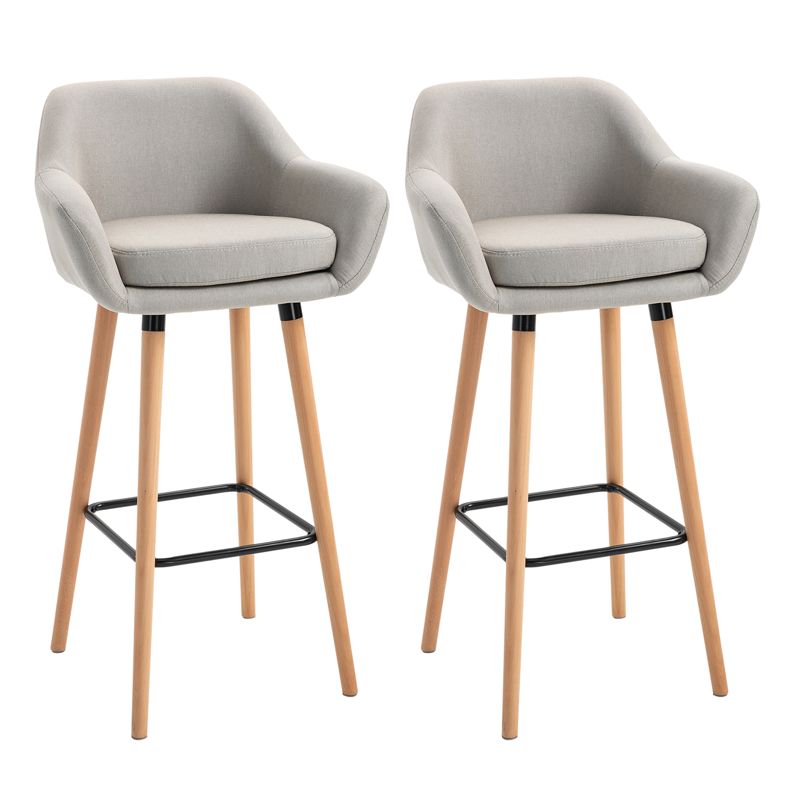 2er-Set Barhocker, inkl, Fußstütze, Massivholz, 55 cm x 48c m x 100 cm, Beige 2er-Set Barhocker, inkl, Fußstütze, Massivholz, 55 cm x 48c m x 100 cm, Beige