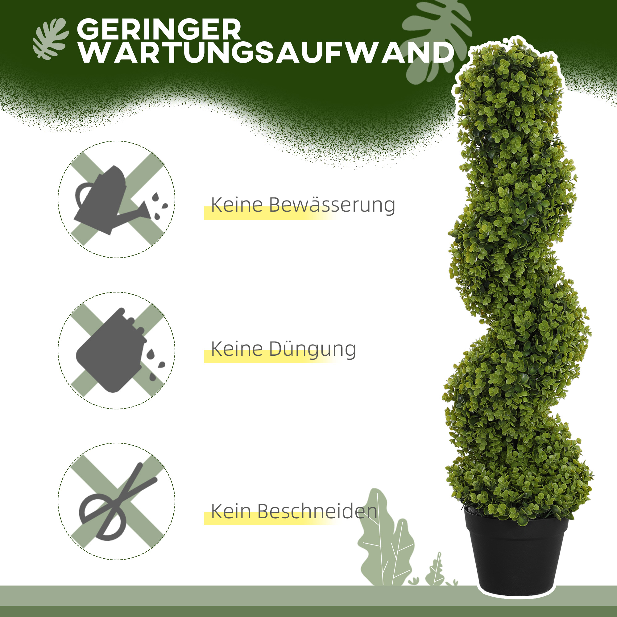 2er-Set Dekorative Pflanze, Kunstpflanzen in Töpfen, Künstliche Pflanzen für Zuhause, Indoor, Outdoor, 90 cm, Grün