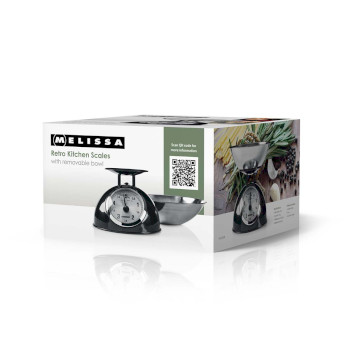 Retro-Küchenwaage | analog | Metallgehäuse | Abnehmbare Schale | Max. 5kg | 25-Gramm-Schritte | schwarz