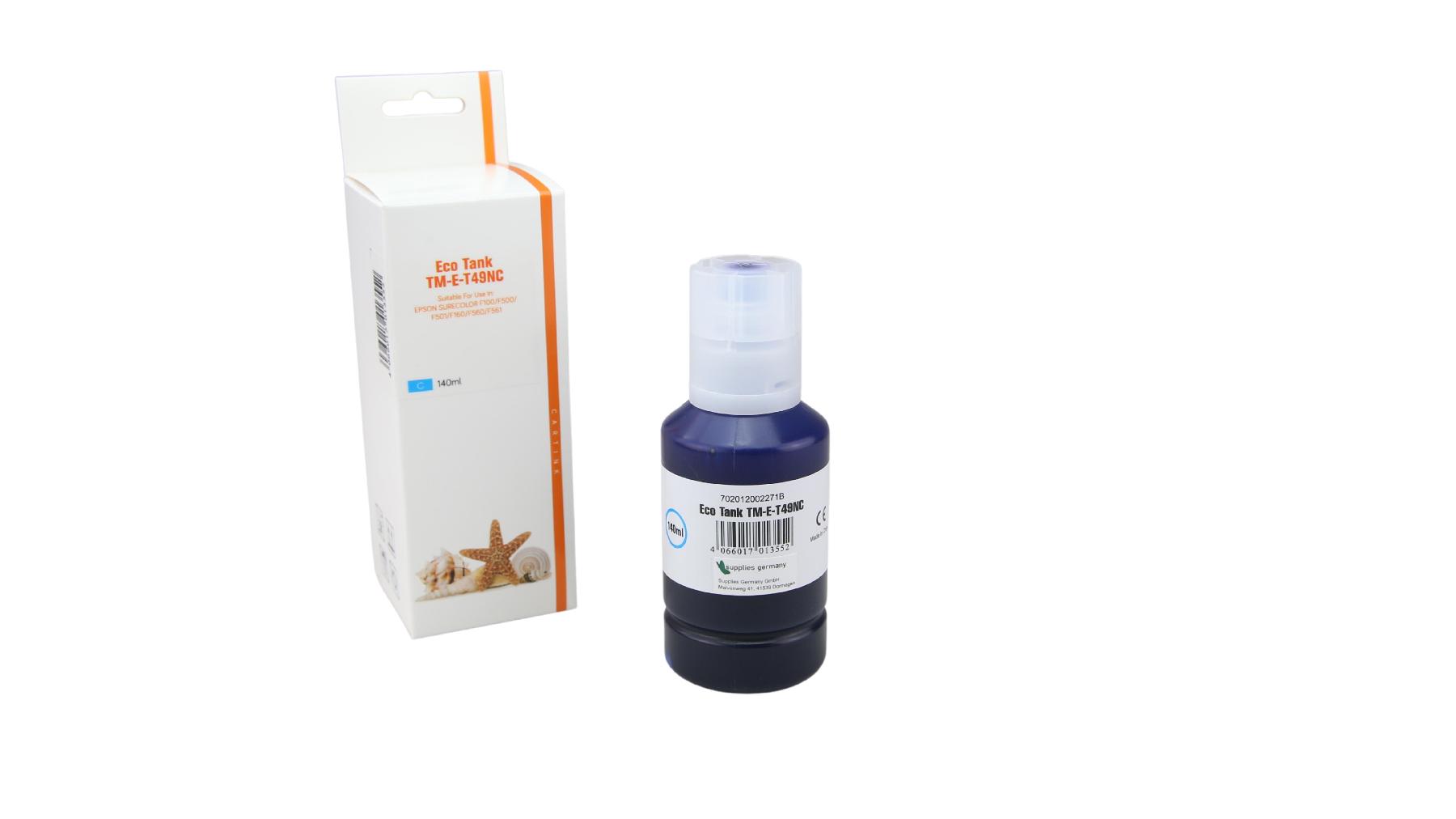 T49NC Eco Tank Nachfüllflasche cyan für Epson / C13T49N200 / 140ml