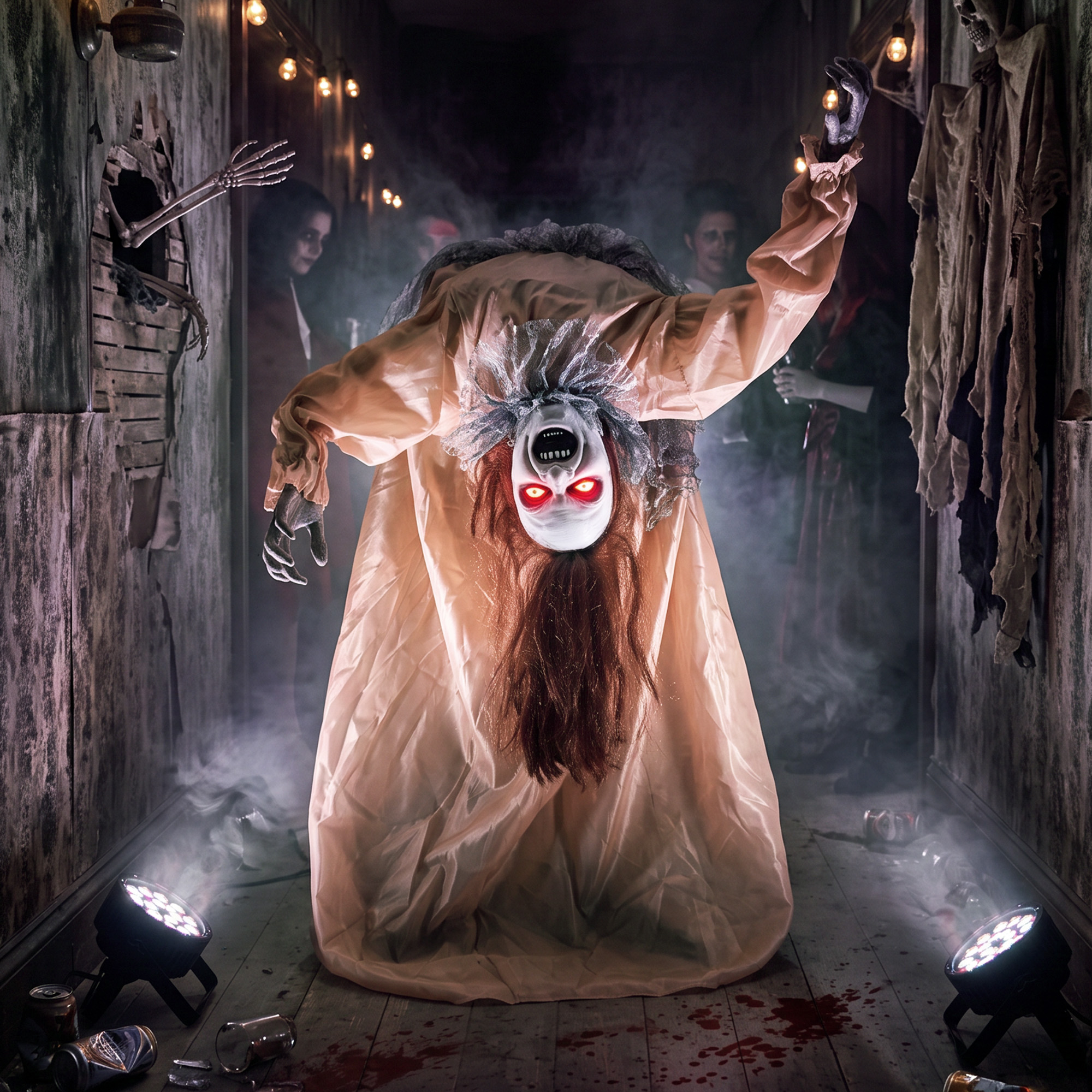 animierter Halloween-Geist mit gruseligen Schreien, leuchtenden Augen, per Geräusch/Berührung aktiviert