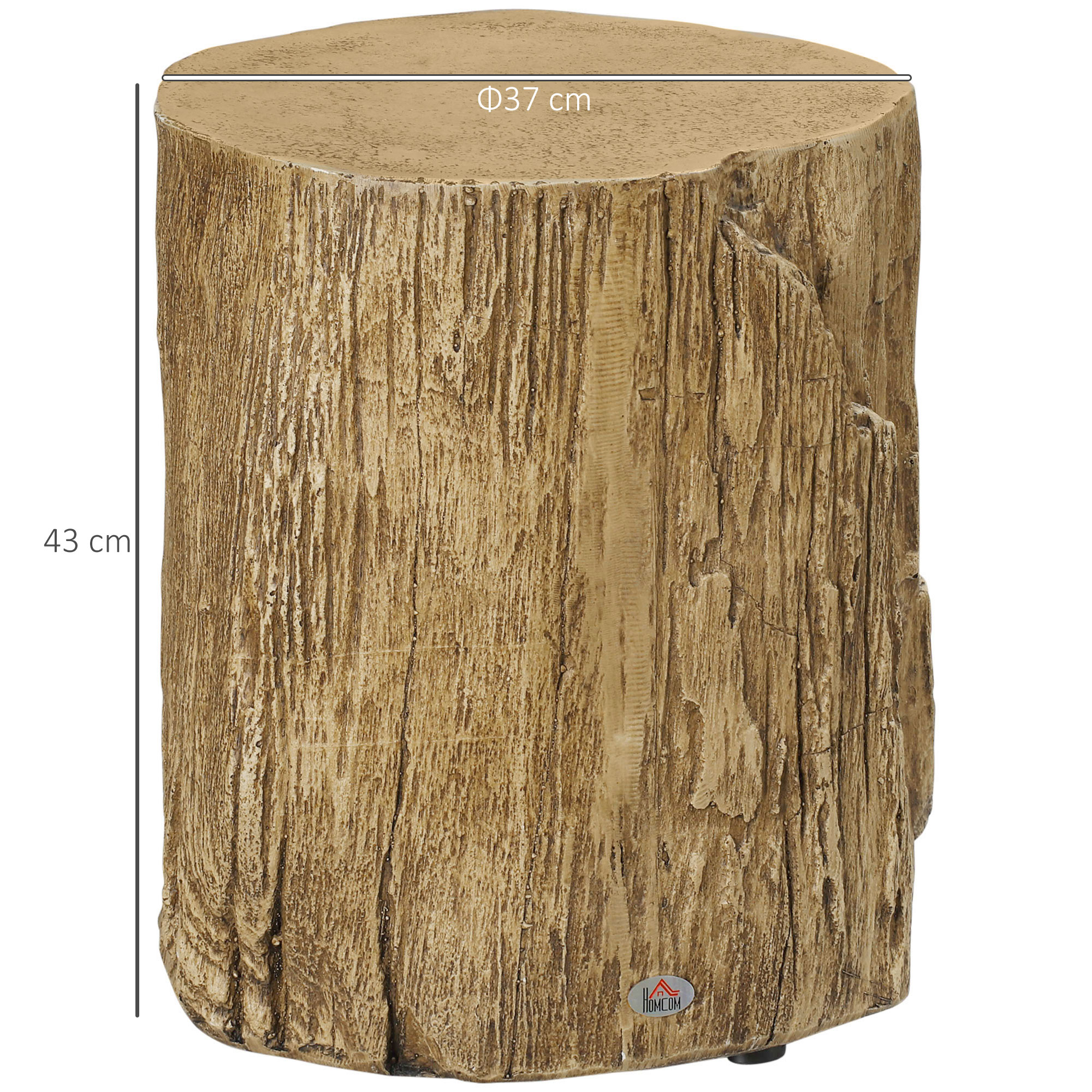 Beistelltisch Baumstumpf-Optik Nivillierfüße 37 cm x 37 cm x 43 cm Beton Braun