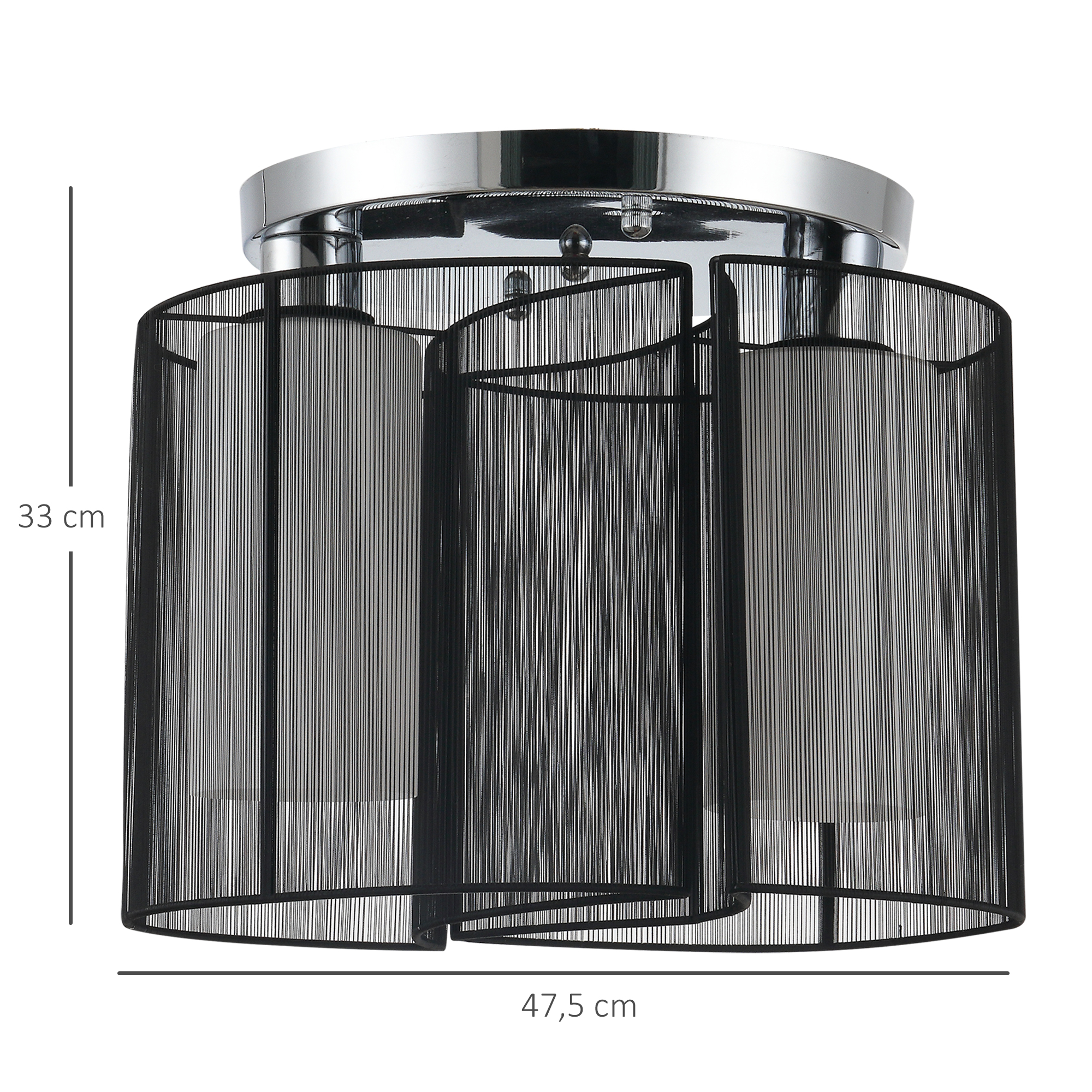 Deckenlampe Deckenleuchte 2-Flammig E27 Badlampe Modern Küchenlampe Lampe für Schlafzimmer, Badezimmer, Küche, Wohnzimmer Weiß Ø47,5 x 33 cm (Ohne Glühbirnen)