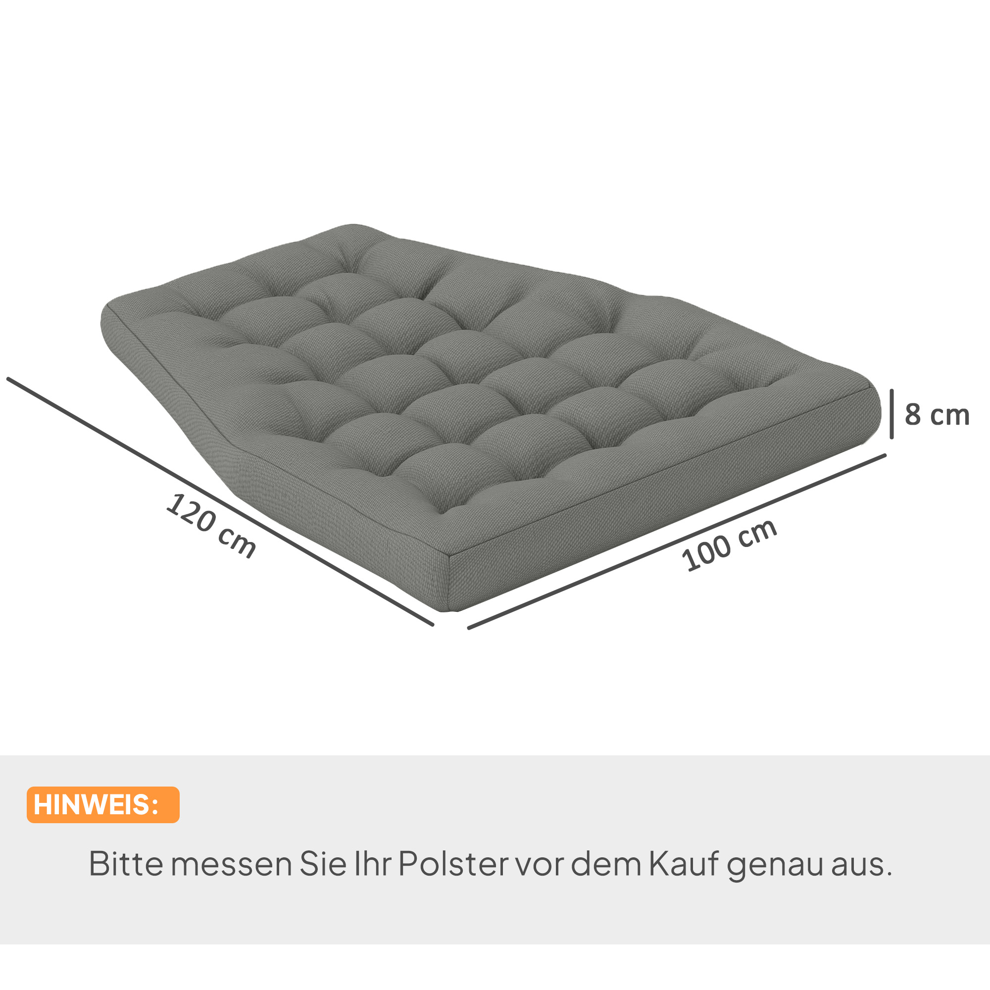 Sitzkissen, Außensitzkissen für Hängekorb und Schaukelstühle, Outdoor-Polsterkissen, Grau