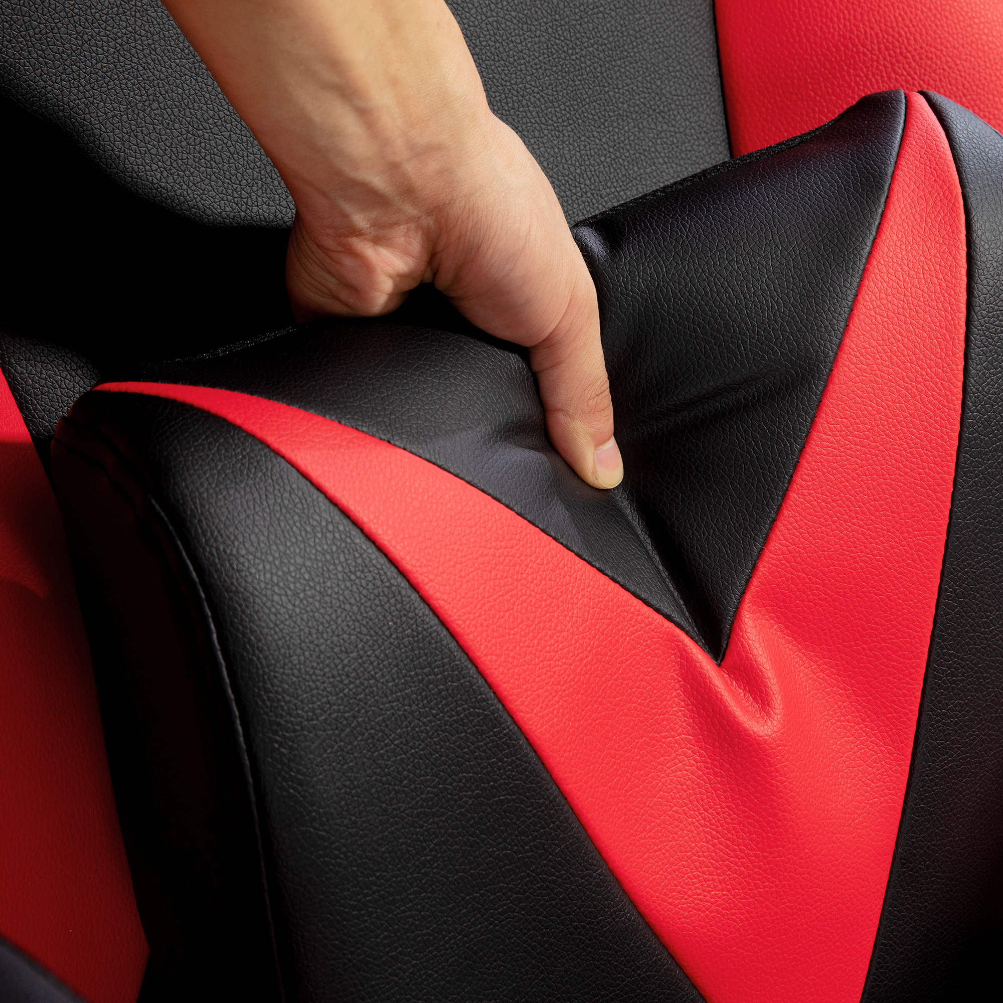 Gaming-Stuhl mit Schaukelfunktion, Drehstuhl, höhenverstellbar, gepolsterter Sitz, Metall, 67 x 71 x 112 cm, Rot