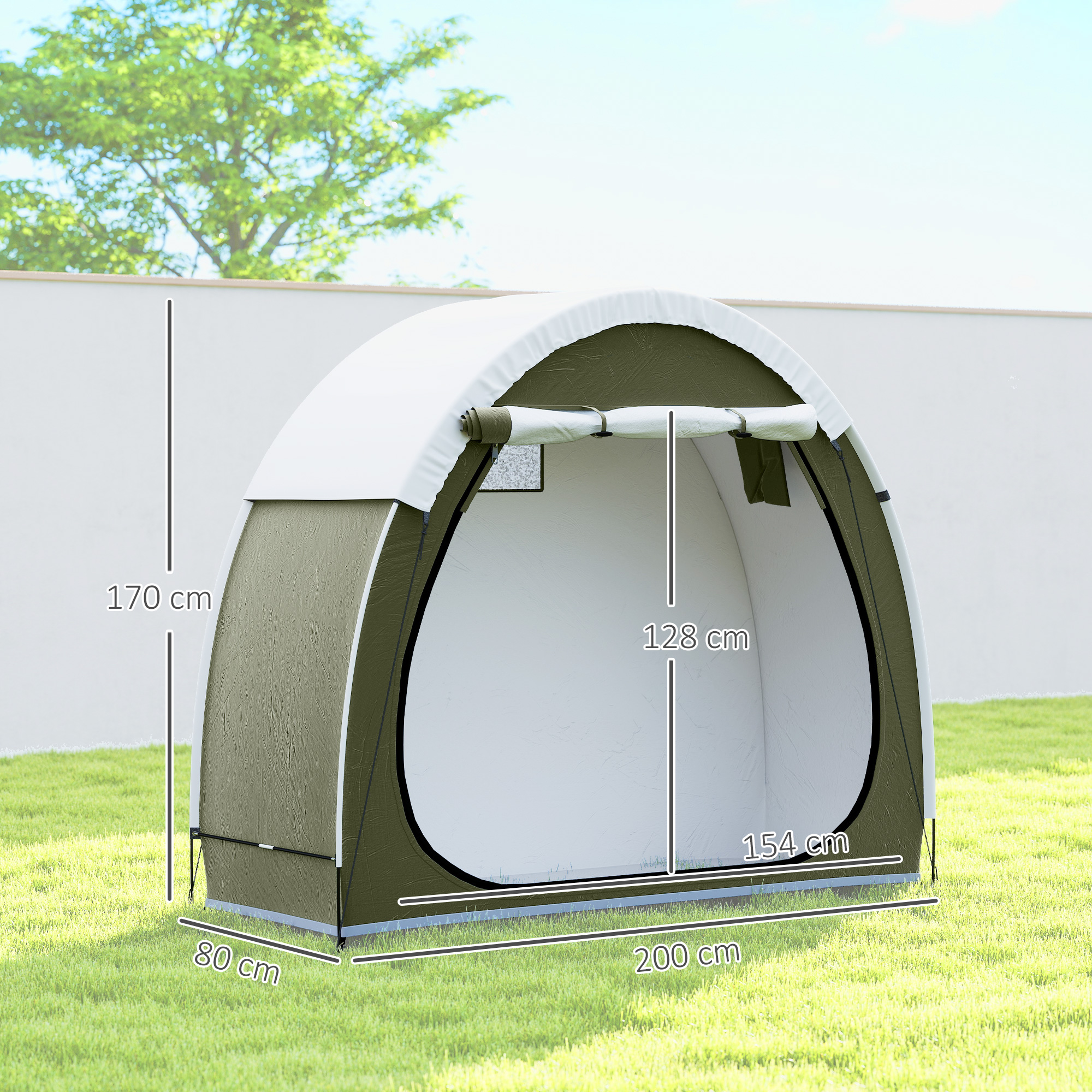 Fahrradzelt für 2 Fahrräder Fahhrradgarage mit Belüftung UPF50+ Wasserdicht 210D Oxford 200 x 80 x 170 cm