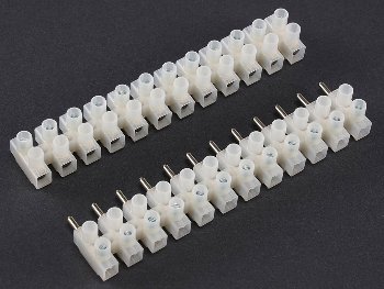 Lüsterklemmen für 2,5-4,0mm², 12 Klemmen, Messingeinsatz, transparent, steckbar