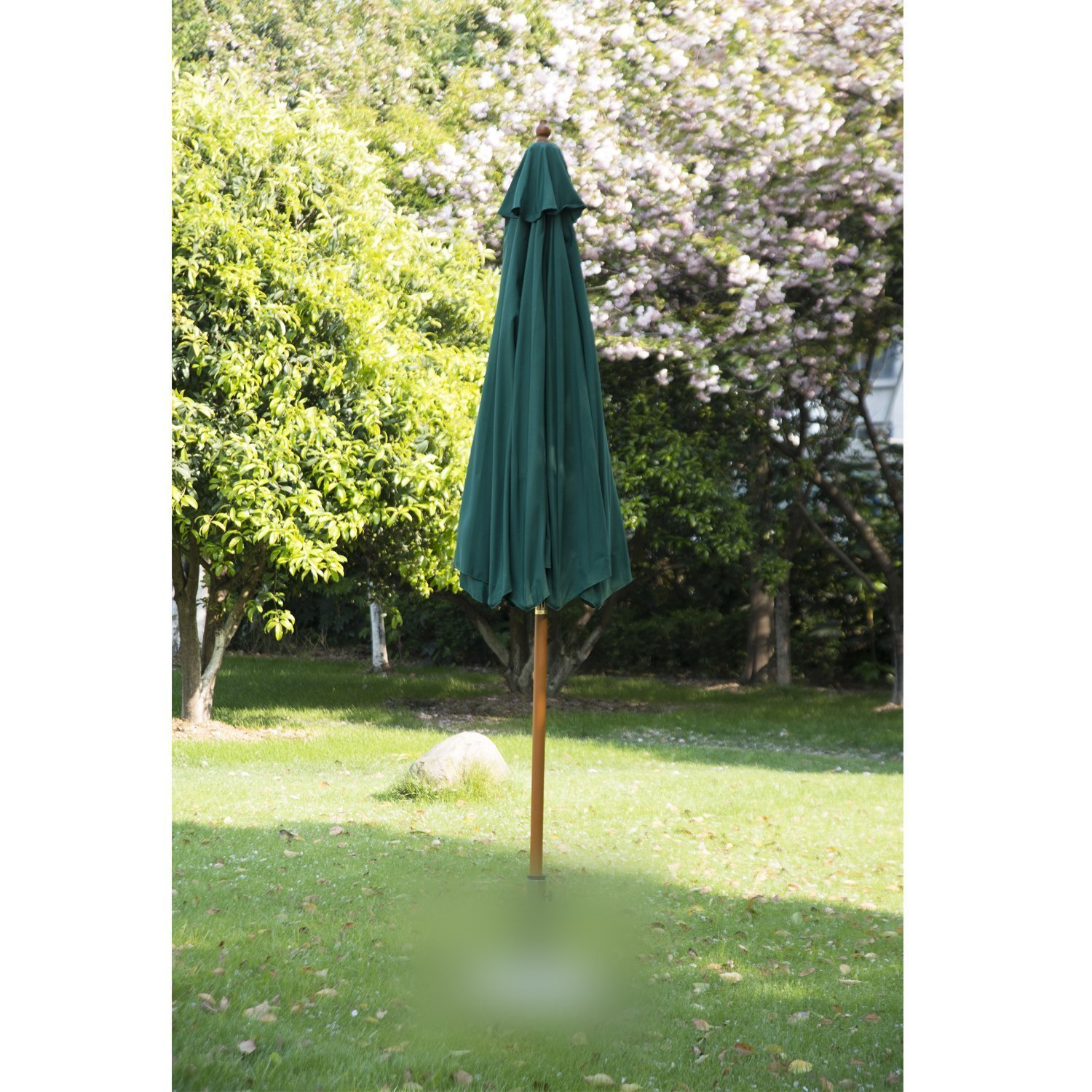 Holz Sonnenschirm Holzschirm Gartenschirm c 2,5m Dunkelgrün