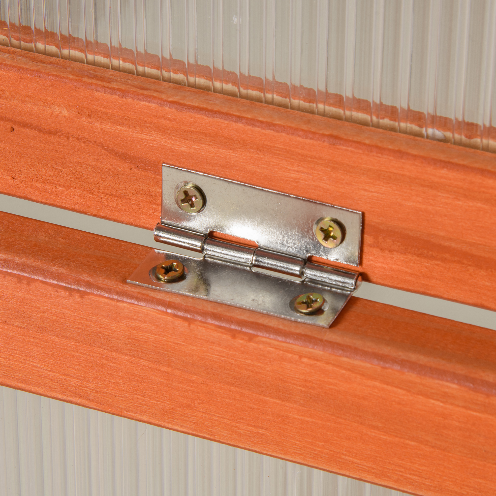 Frühbeet Holz und Polycarbonat Treibhaus 90 x 46 x 40 cm Gewächshaus mit Abdeckung wetterfest Frühbeetkasten für Garten Pflanzenbeet Orange