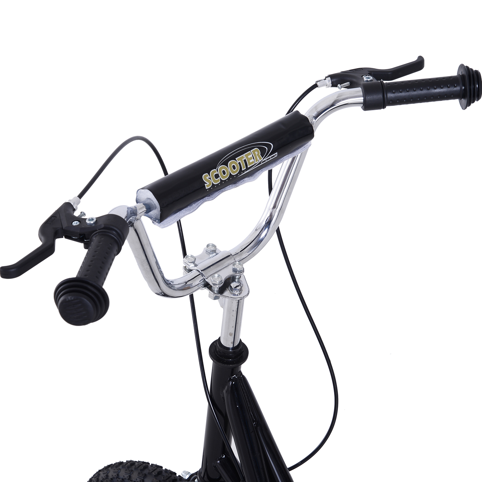 Kinderroller 16/12 Zoll Scooter Tretroller mit Bremsen Cityroller Kickboard Kinder Roller für 5+ Jahre Kinder Schwarz 135 x 58 x 92-100 cm