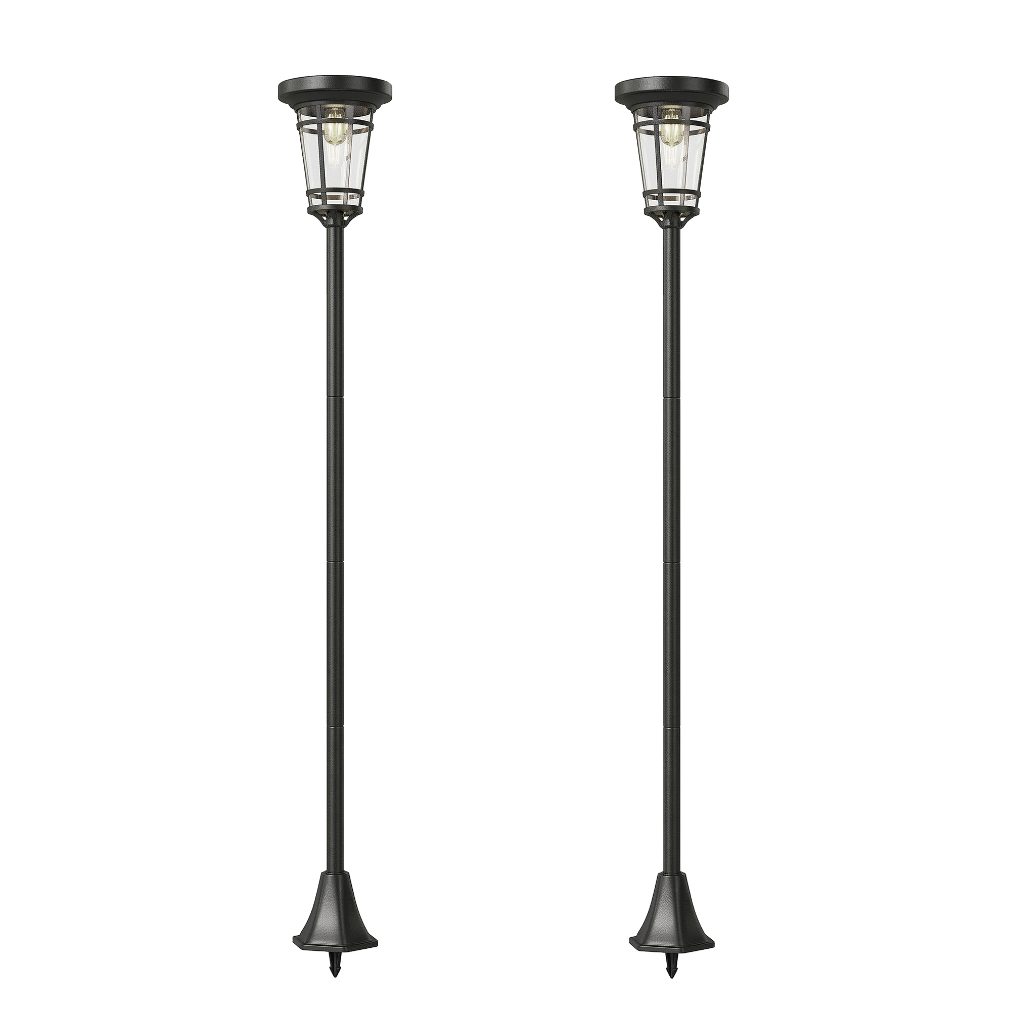 Solar Laterne 2er-Set Stehleuchte 180cm Höhenverstellbar mit 2 Helligkeitsmodi Lichtsensor Schalter, IP44
