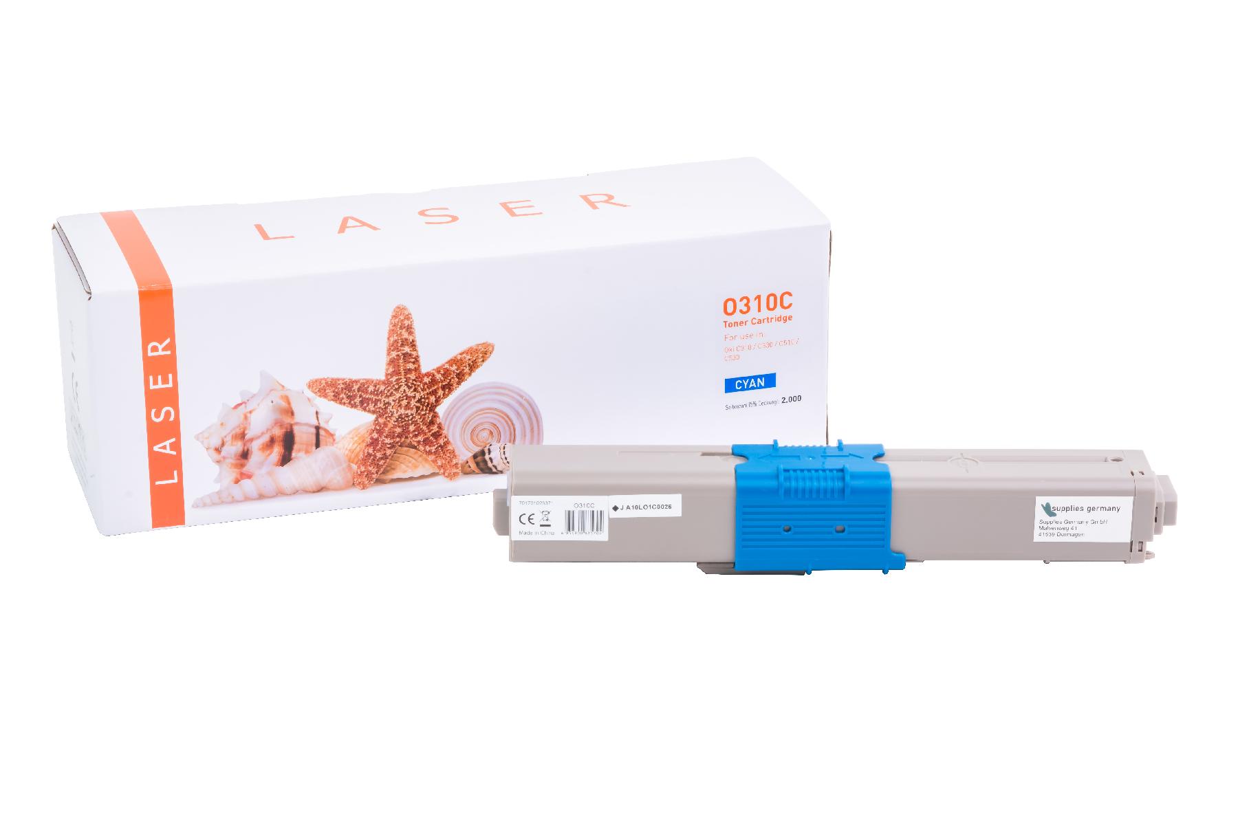 C310C alternativ Toner cyan für OKI  / 44469706 / 2.000 Seiten