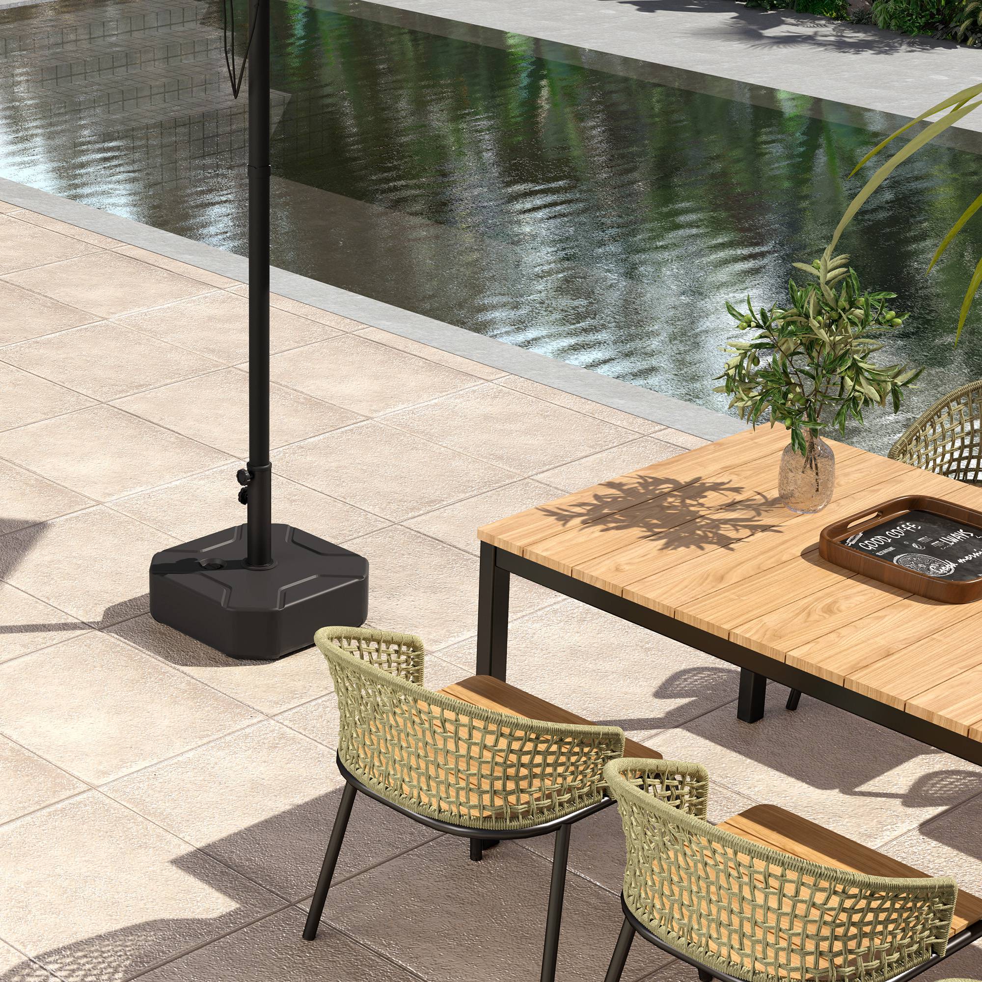 Sonnenschirmständer bis 25 kg befüllbar Schirmständer, Quadratisch Schirmhalter Ständer für Sonnenschirm 38/48mm