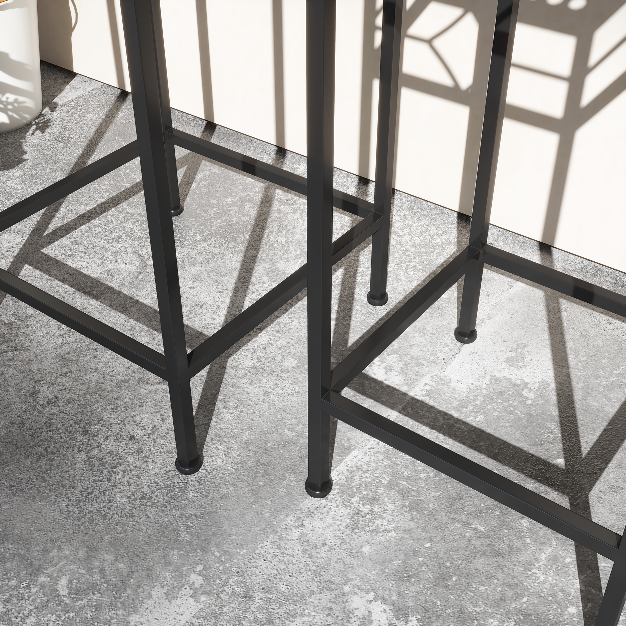 Blumenständer, 3er-Set, rund, stapelbar, Rattanoptik, Metallbeine, In- und Outdoor, Schwarz/Gold