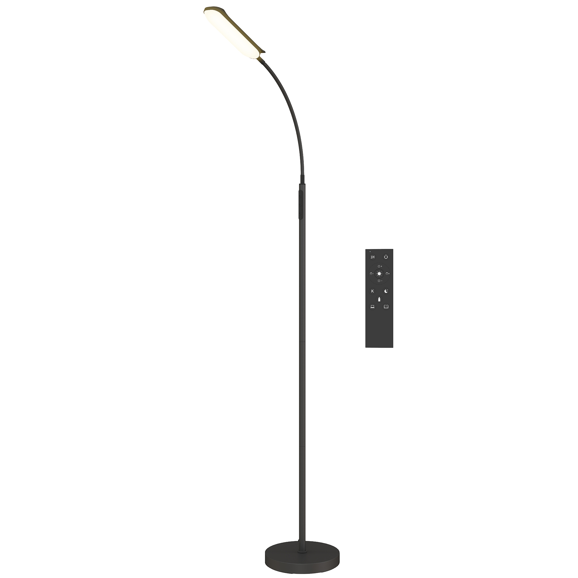 LED-Stehlampe, 5 Modi, Speicherfunktion, verstellbare Helligkeit, Stahl, Schwarz