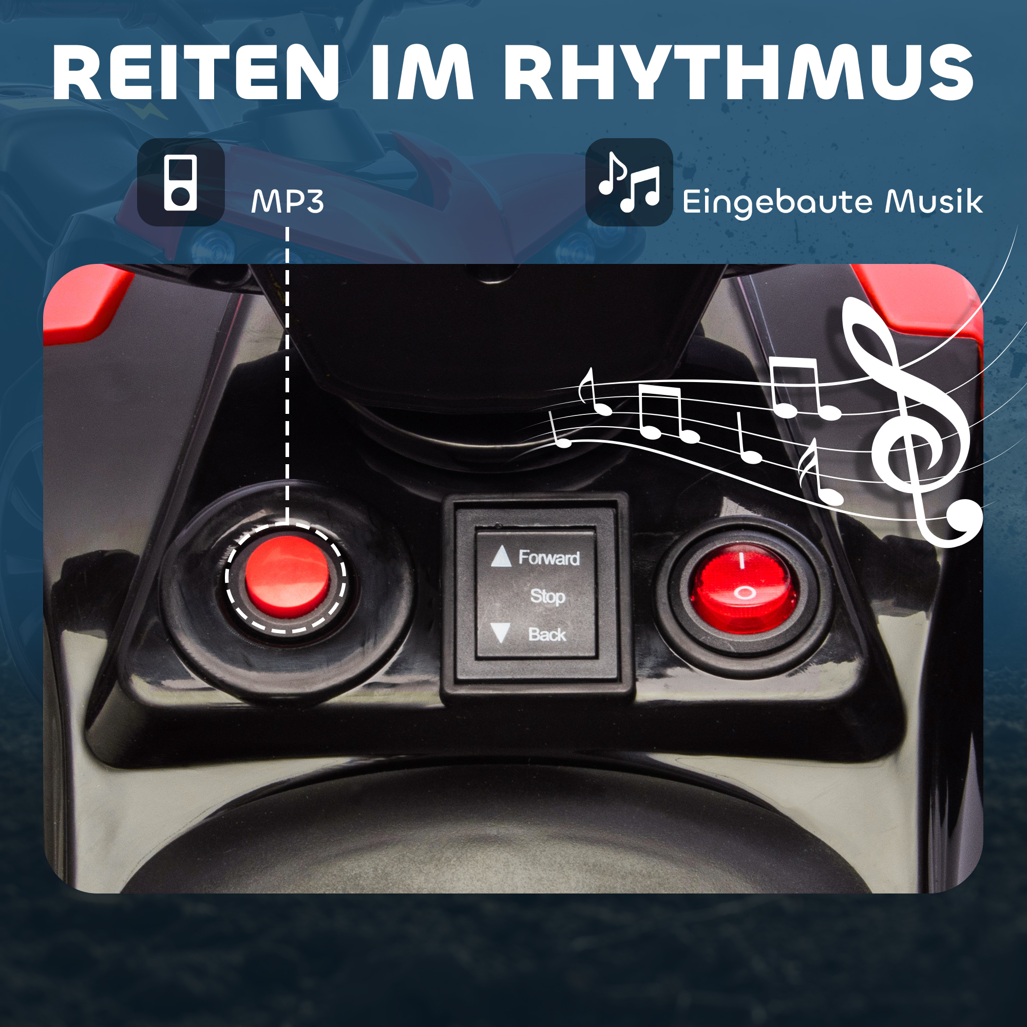 Kinder Quad Elektro 6V Kinderquad mit Vorwärts-, Rückwärtsfunktion, Musik, LED-Scheinwerfer Rot