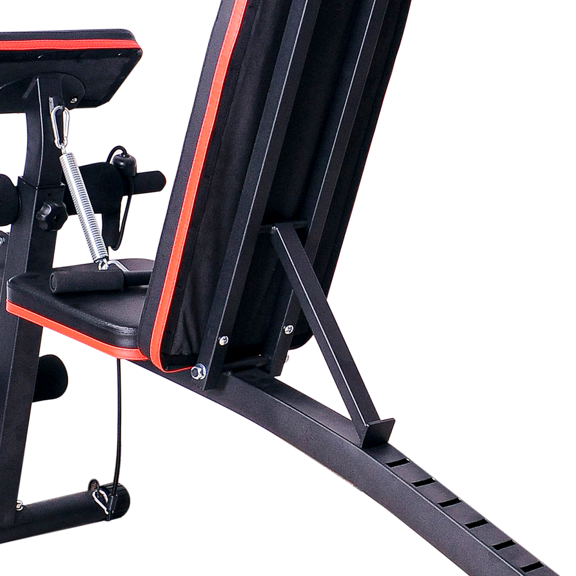 Multifunktion Hantelbank Kraftstation mit Feder Booster Trainingsbank Gewicht bis 120kg Schwarz 54 x 160 x 106 cm