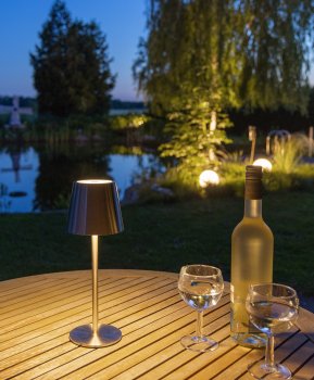 LED Akku-Tischleuchte "Foco Tenda" / 2900K, IP44, Touchschalter, 30cm