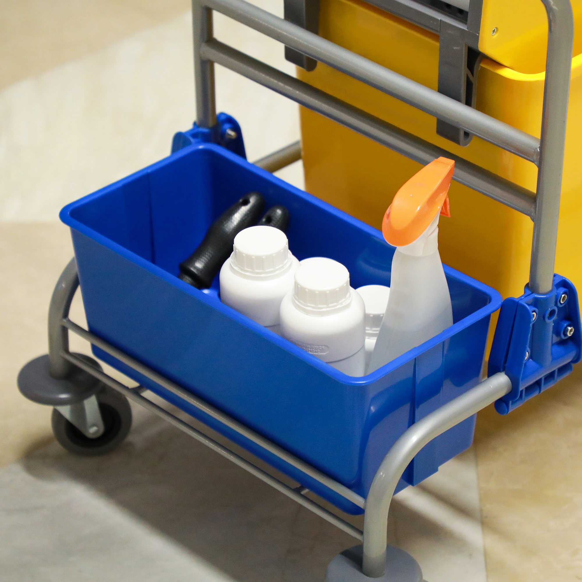 Reinigungswagen, Moppwagen, 25 L Fassungsvermögen, 4 Räder, Kunststoff, Gelb